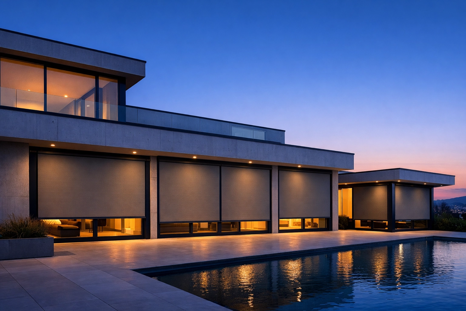 Moderne Architektur in Wien mit elegant integrierten Zip Screens für ein ideales Raumklima.