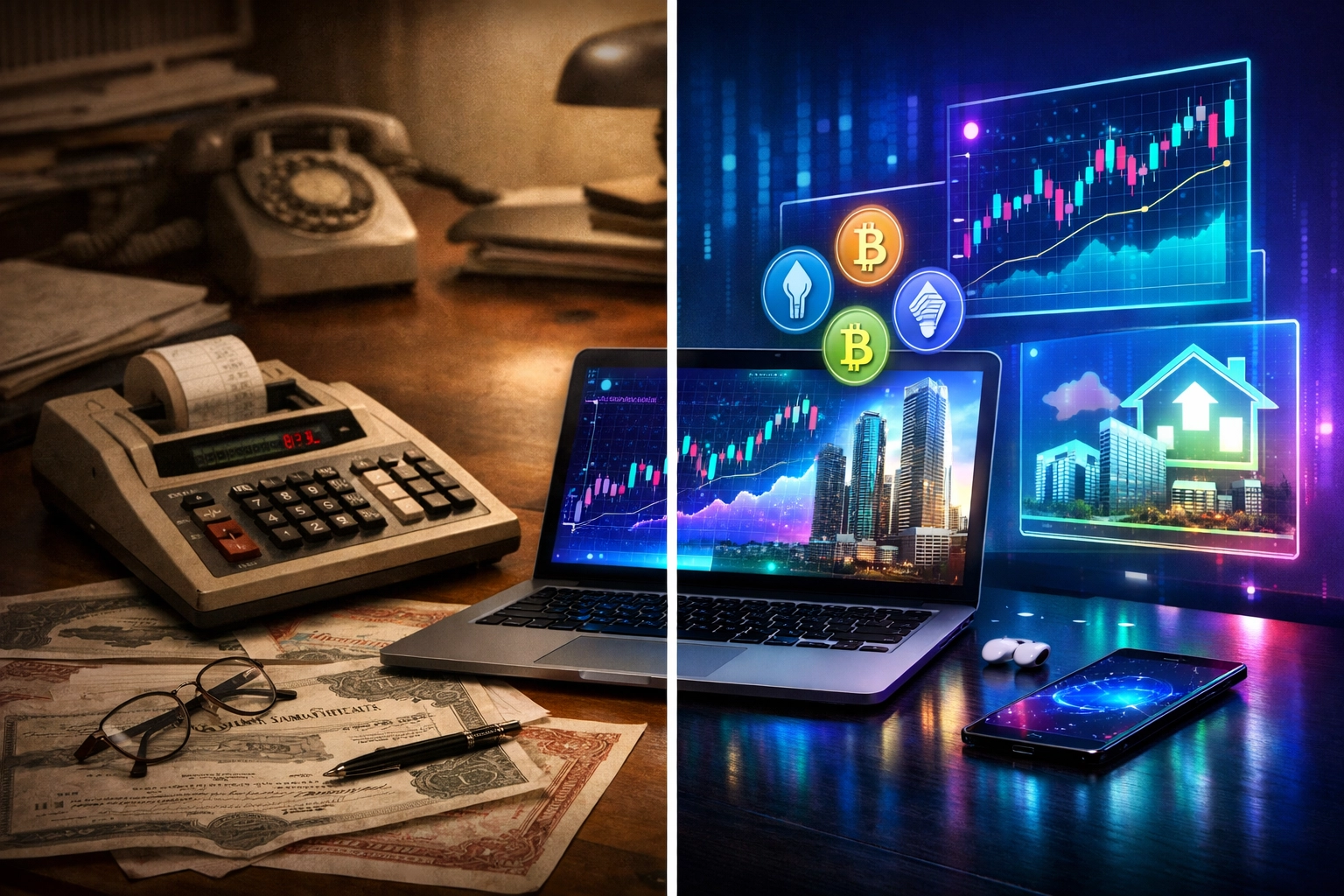 Traditional 60/40 portfolio versus modern 40/30/30 alternative investment strategy