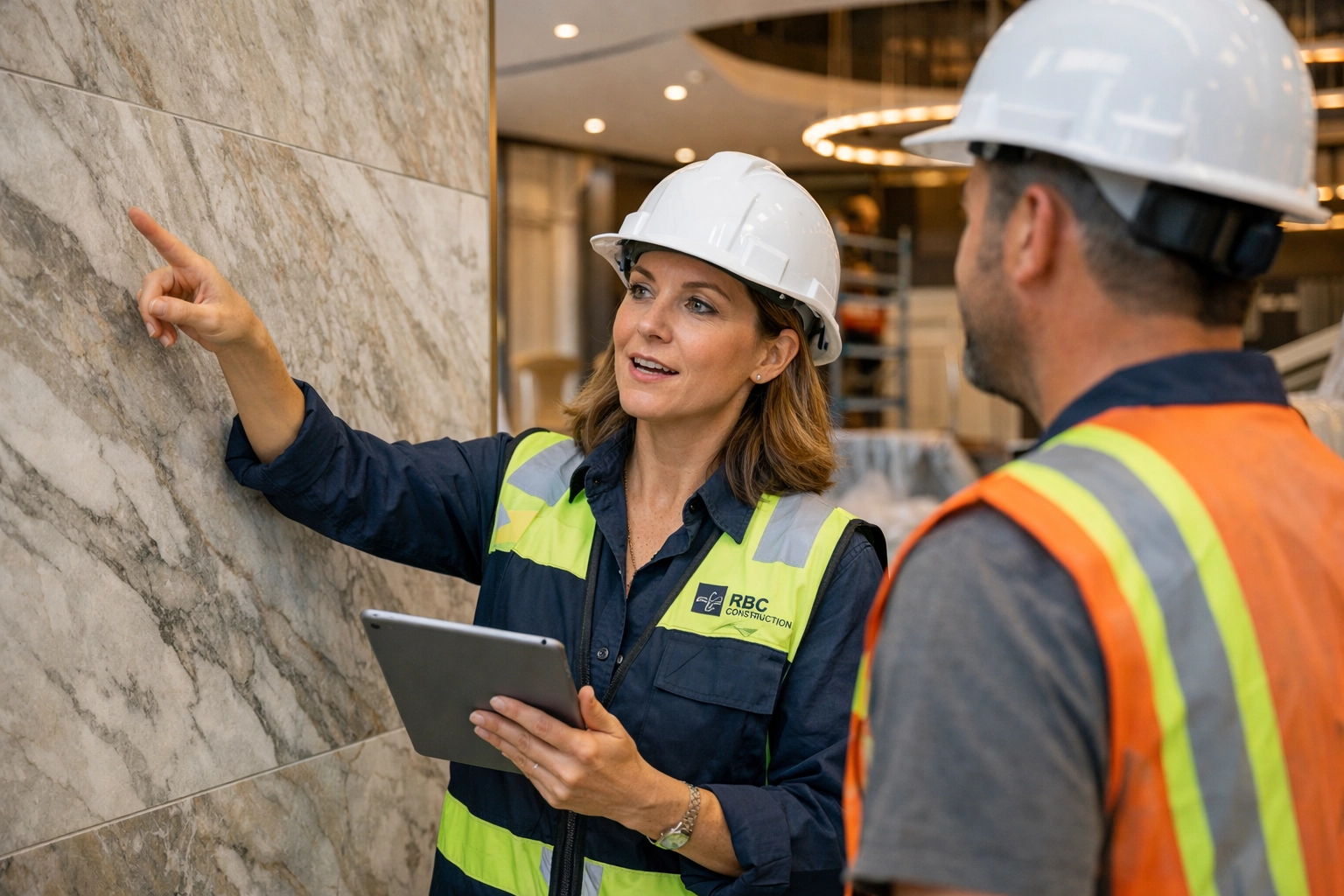 A construction superintendent conducting quality control inspections to ensure high standards in project management.
