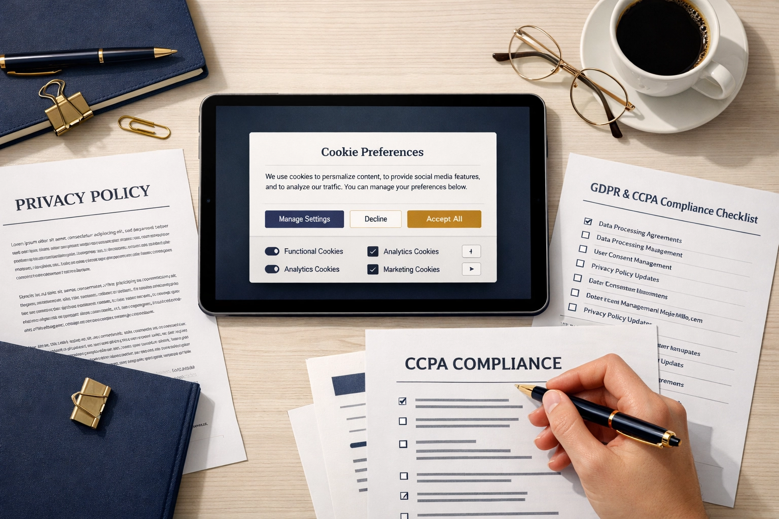 GDPR and CCPA compliance documentation for higher education GA4 data privacy setup