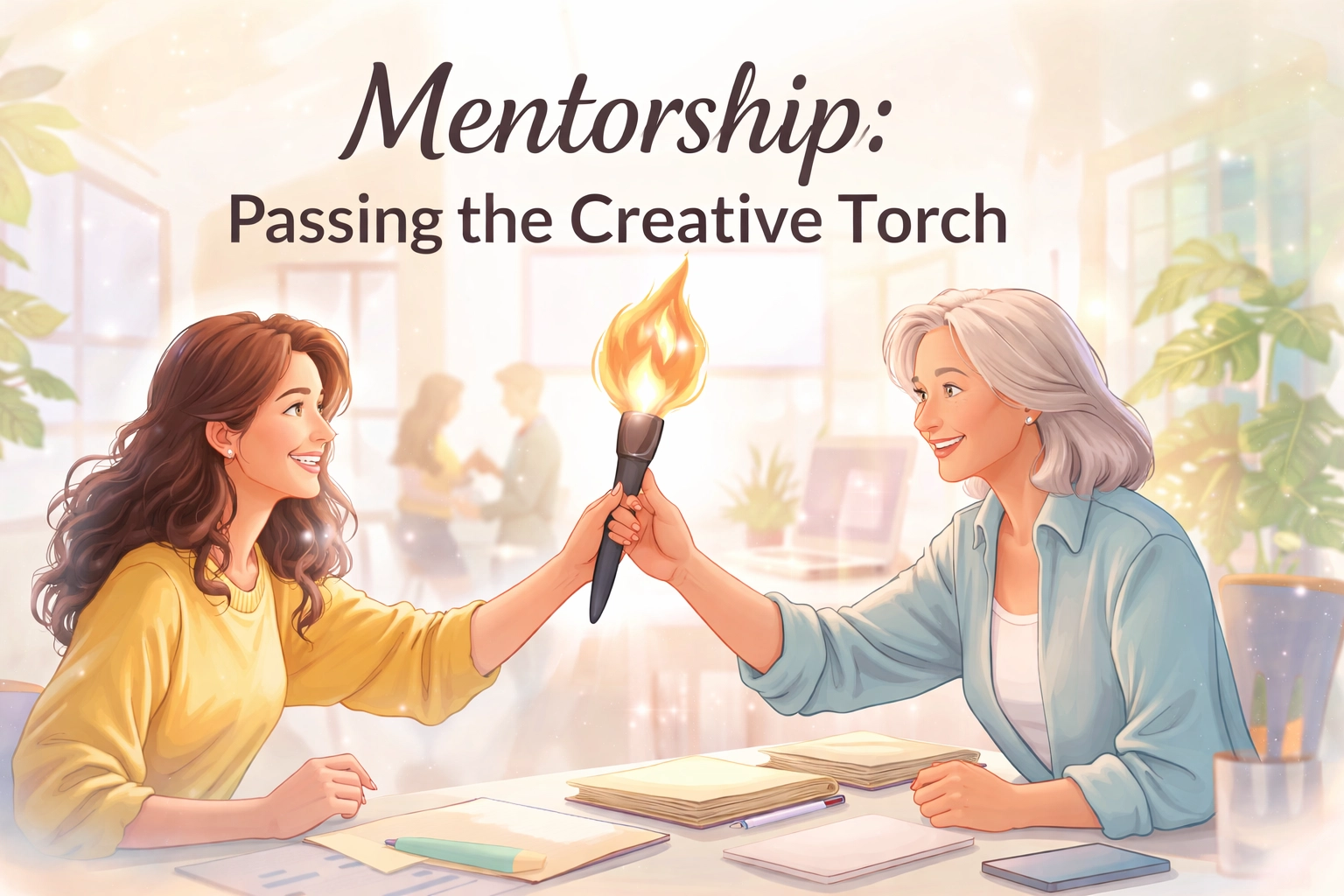 There's something powerful about watching someone light up when they finally "get it." That moment when a concept clicks, when a skill becomes second nature, when a younger creative realizes they actually can  do this thing they've been dreaming about. That's the magic of mentorship. If you're a creative, a filmmaker, writer, musician, designer, or any other kind of artist, you've probably benefited from someone who took the time to pour into you. Maybe it was a teacher, a parent, a friend, or someone at church who saw something in you before you saw it yourself. And if you've been creating for a while, you might be the one holding the torch now. So let's talk about why mentorship matters so much in creative fields, what the Bible says about discipleship in this context, and how you can get involved, whether you're looking for a mentor or ready to become one.  Why Creative Mentorship Is Different  Creative work isn't like learning accounting or plumbing (no shade to accountants or plumbers, we need you!). There's a technical side, sure, but there's also a deeply personal, emotional, and even spiritual dimension to what we do. When you mentor a creative, you're not just teaching them how to use software or structure a story. You're helping them find their voice. You're showing them how to push through creative blocks and self-doubt. You're modeling what it looks like to steward a gift well. Mentors accelerate learning by sharing hard-won knowledge. They've navigated the pitfalls of creative industries and can offer perspective that saves mentees from making the same mistakes. Through consistent feedback and technique sharing, mentees see real improvement in their craft. This direct knowledge transfer is way more valuable than tutorials alone because mentors can personalize their guidance to each person's specific vision and goals. And here's the thing: creative mentorship isn't just about the art. It's about bridging craft and commerce. Understanding pricing, contracts, client management, and marketing transforms art from a hobby into a sustainable calling. Mentors help mentees make informed business decisions and capitalize on opportunities they might otherwise miss.  The Biblical Model: Discipleship in Action  If you're a believer, mentorship probably sounds a lot like discipleship. And that's because it is. Jesus didn't just preach to crowds. He invested deeply in twelve people. He walked with them, ate with them, corrected them, encouraged them, and ultimately sent them out to do greater things than He did during His earthly ministry (John 14:12). That's the model. Paul did the same with Timothy. "And the things you have heard me say in the presence of many witnesses entrust to reliable people who will also be qualified to teach others" (2 Timothy 2:2). There's a generational chain there, Paul to Timothy, Timothy to reliable people, those people to others. The torch keeps getting passed. In the Old Testament, we see Elijah and Elisha. Moses and Joshua. Naomi and Ruth. Over and over, God uses relationships to transfer wisdom, skill, and calling from one generation to the next. Creative mentorship in the church is just discipleship applied to the gifts God has given us. It's recognizing that our talents aren't just for us, they're meant to be multiplied.  What Does Creative Mentorship Actually Look Like?  Okay, so we know mentorship is important. But what does it look like in practice? It can take a lot of different forms: Formal mentorship  might involve regular meetings, structured goals, and specific skill development. Think of a worship leader training up a younger musician, or a filmmaker walking an intern through a production. Informal mentorship  happens more organically. It's the conversations after rehearsal, the feedback on a rough draft, the "hey, can I pick your brain about something?" moments. Peer mentorship  is when creatives at similar levels sharpen each other. Iron sharpens iron, right? (Proverbs 27:17) Reverse mentorship  is when younger creatives teach older ones: especially about new tools, platforms, and trends. This keeps everyone humble and learning. The best mentorship relationships usually have a few things in common: Consistency : Regular check-ins, even if they're brief, build trust and momentum. Honesty : Good mentors tell the truth in love. They celebrate wins and gently correct mistakes. Availability : You don't have to be available 24/7, but mentees need to know they can reach you when it matters. Humility : Great mentors admit they don't have all the answers. They're still learning too.  The Two-Way Street: Why Mentors Benefit Too  Here's something that might surprise you: mentorship isn't just good for the mentee. It's transformative for the mentor as well. Research shows that mentors report higher job satisfaction and productivity while gaining fresh perspectives and updated industry knowledge from mentees. This two-way exchange keeps mentors creatively inspired and connected to emerging practices and tools. Think about it. When you have to explain something, you understand it better yourself. When you invest in someone else's growth, you reconnect with why you started creating in the first place. When you see a mentee succeed, you experience a joy that's hard to find anywhere else. And sometimes, mentees become collaborators. What starts as a teaching relationship evolves into partnership. Your network expands. New ideas emerge. Innovation happens. This is the Kingdom economy at work. When you pour out, you don't end up empty: you end up fuller.  Finding a Mentor (Or Becoming One)  So how do you actually find a mentor? Or if you're further along, how do you start mentoring others?  If You're Looking for a Mentor:  If You're Ready to Mentor:  The Torch Is Yours  Here's the truth: the creative torch has been passed to you. Someone invested in you: directly or indirectly: and now you have something to offer. Maybe you're still learning. That's fine. You don't have to be an expert to help someone one step behind you. Maybe you've been creating for decades. Your experience is a gift waiting to be given away. The church needs creatives who are willing to pour into the next generation. We need filmmakers mentoring filmmakers, writers mentoring writers, musicians mentoring musicians. We need the body of Christ functioning the way it's supposed to: each part working together, building each other up. So find your person. Light their torch. And watch what God does when creativity and discipleship collide. For more resources on growing as a creative in the faith, check out our other posts at BoundlessOnlineChurch.org .