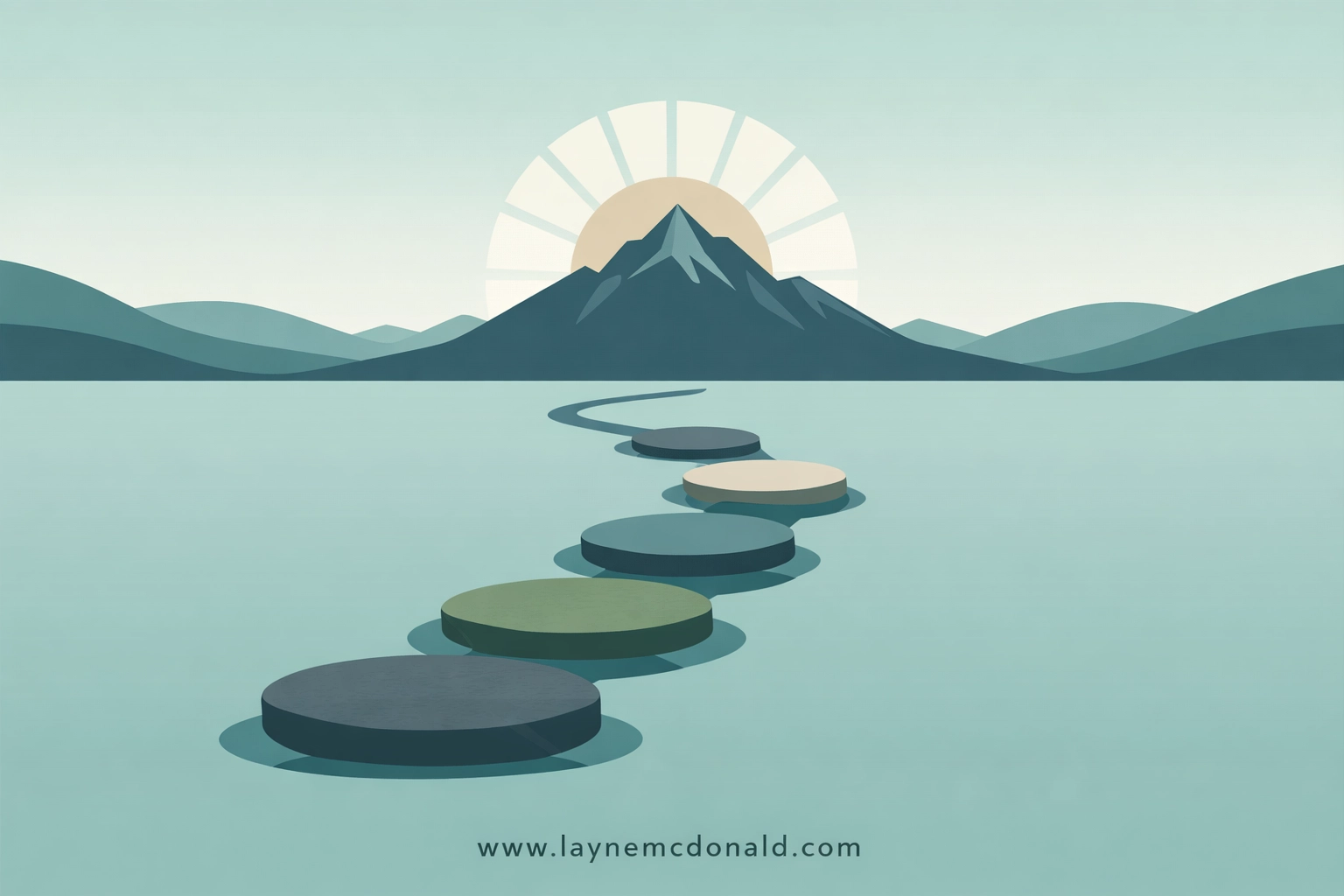 A path of stepping stones leading to a mountain peak, representing actionable steps for success in Christian leadership.