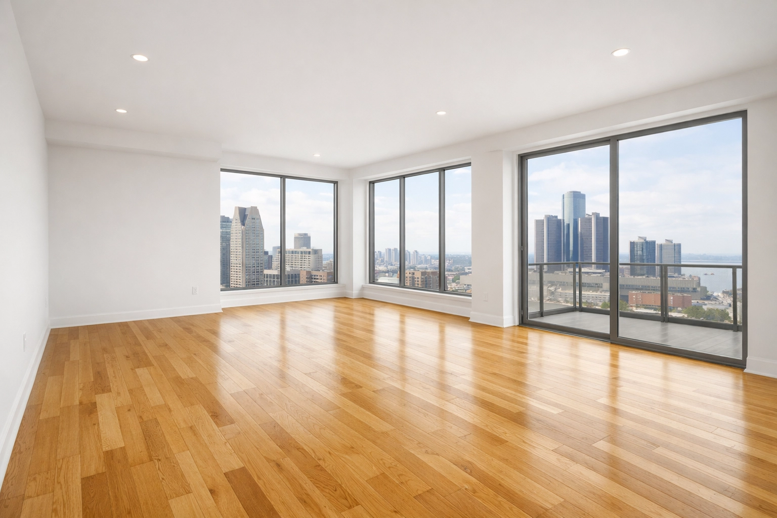 Spotless market-ready luxury apartment in Detroit after a professional turnover cleaning.