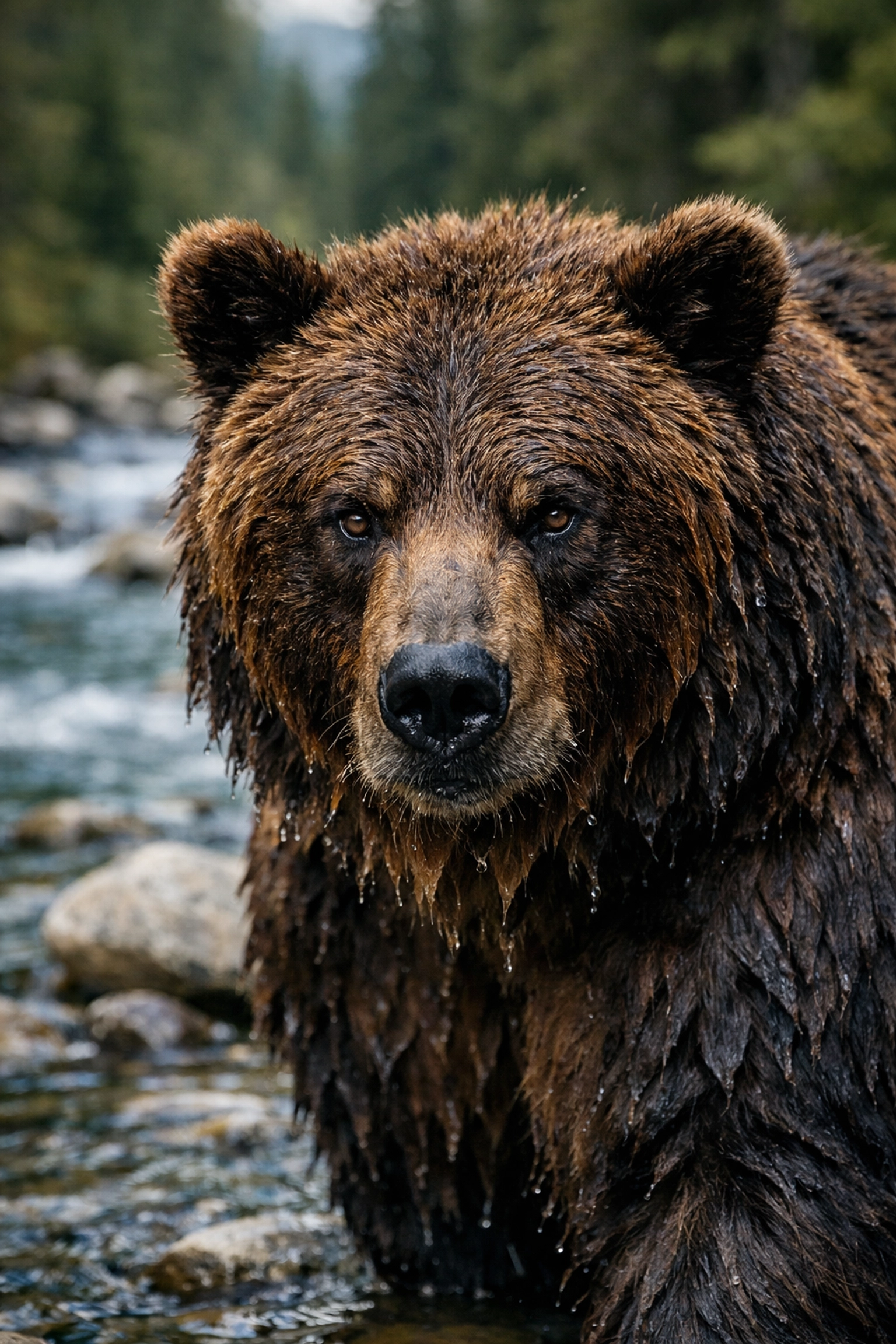 A grizzly bear by a stream, part of the Yellowstone Science Program for Schools conservation study.