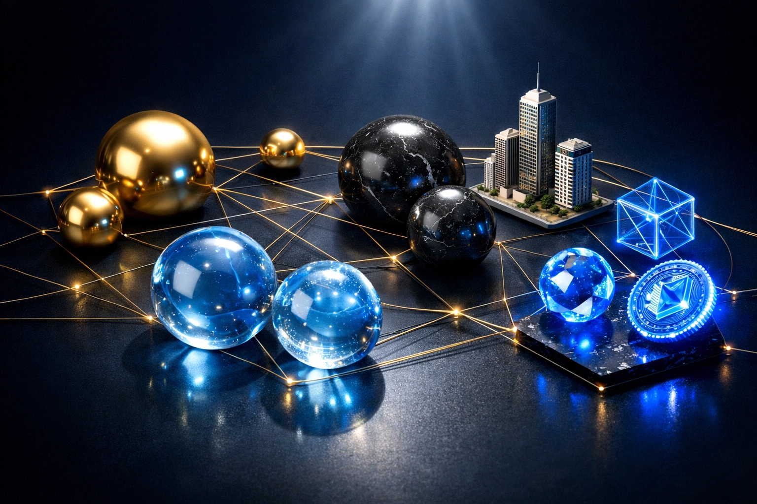 Diversified investment portfolio visualization showing multiple asset classes interconnected for wealth preservation