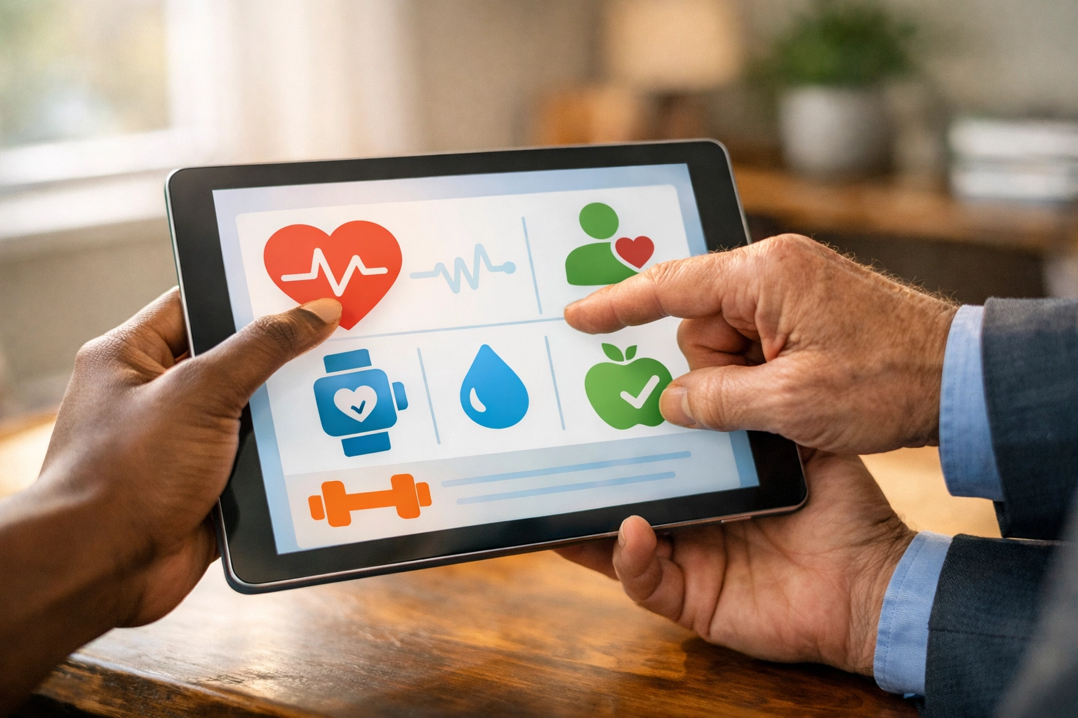 Using a digital tablet to navigate North Carolina Medicaid and mental health recovery support services.