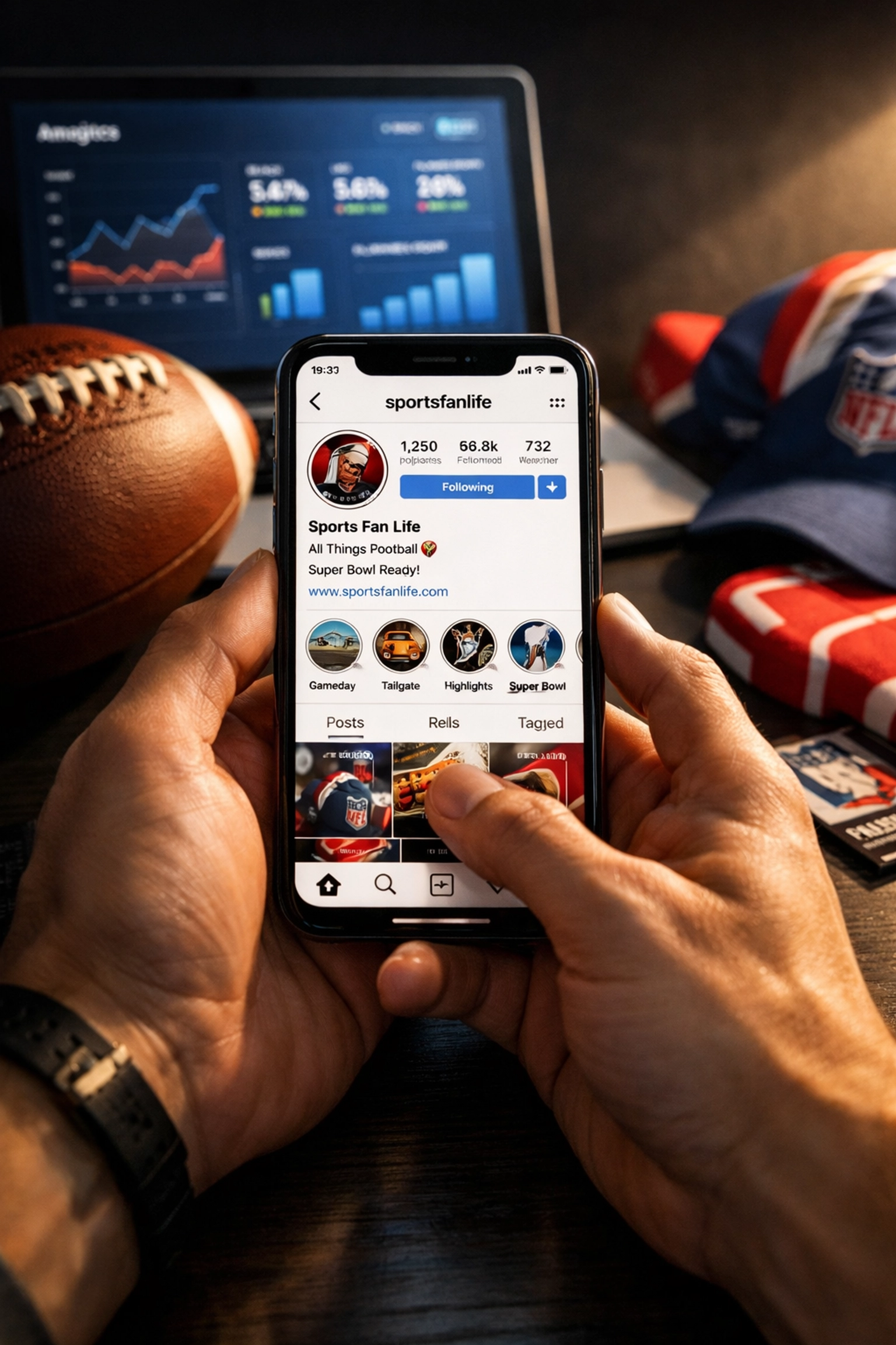 Smartphone showing Instagram Story Highlights for college athlete NIL portfolio