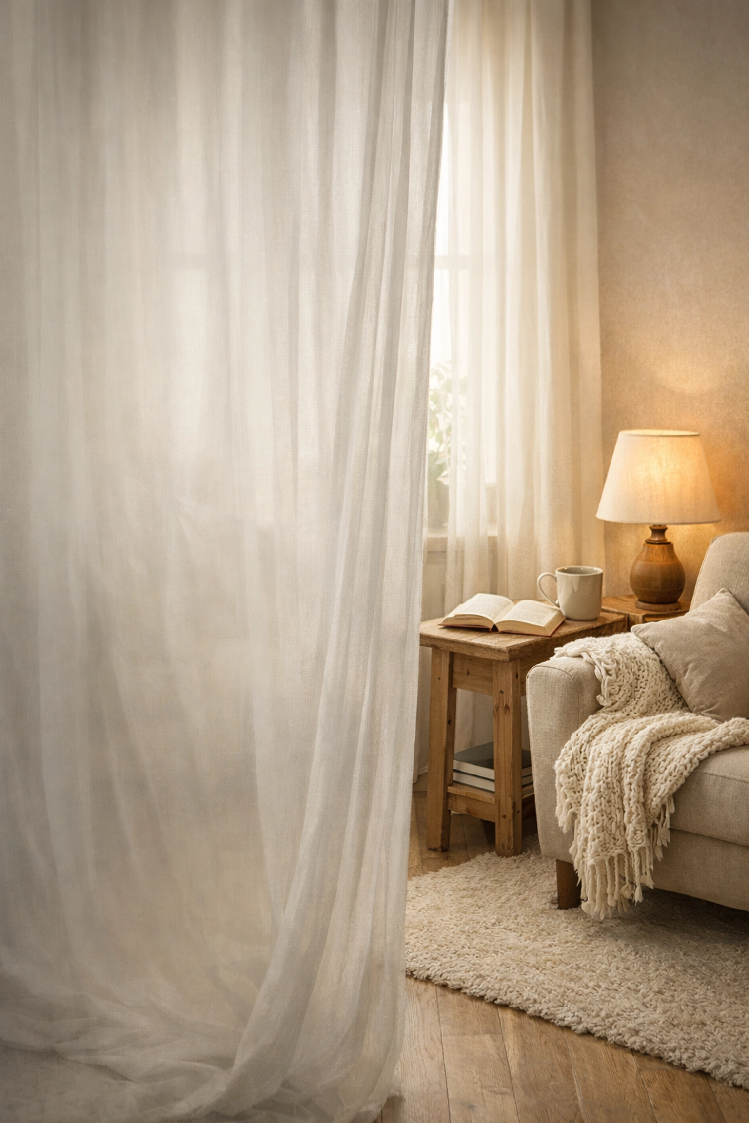 Personal space divided by curtain representing healthy boundaries with toxic parents