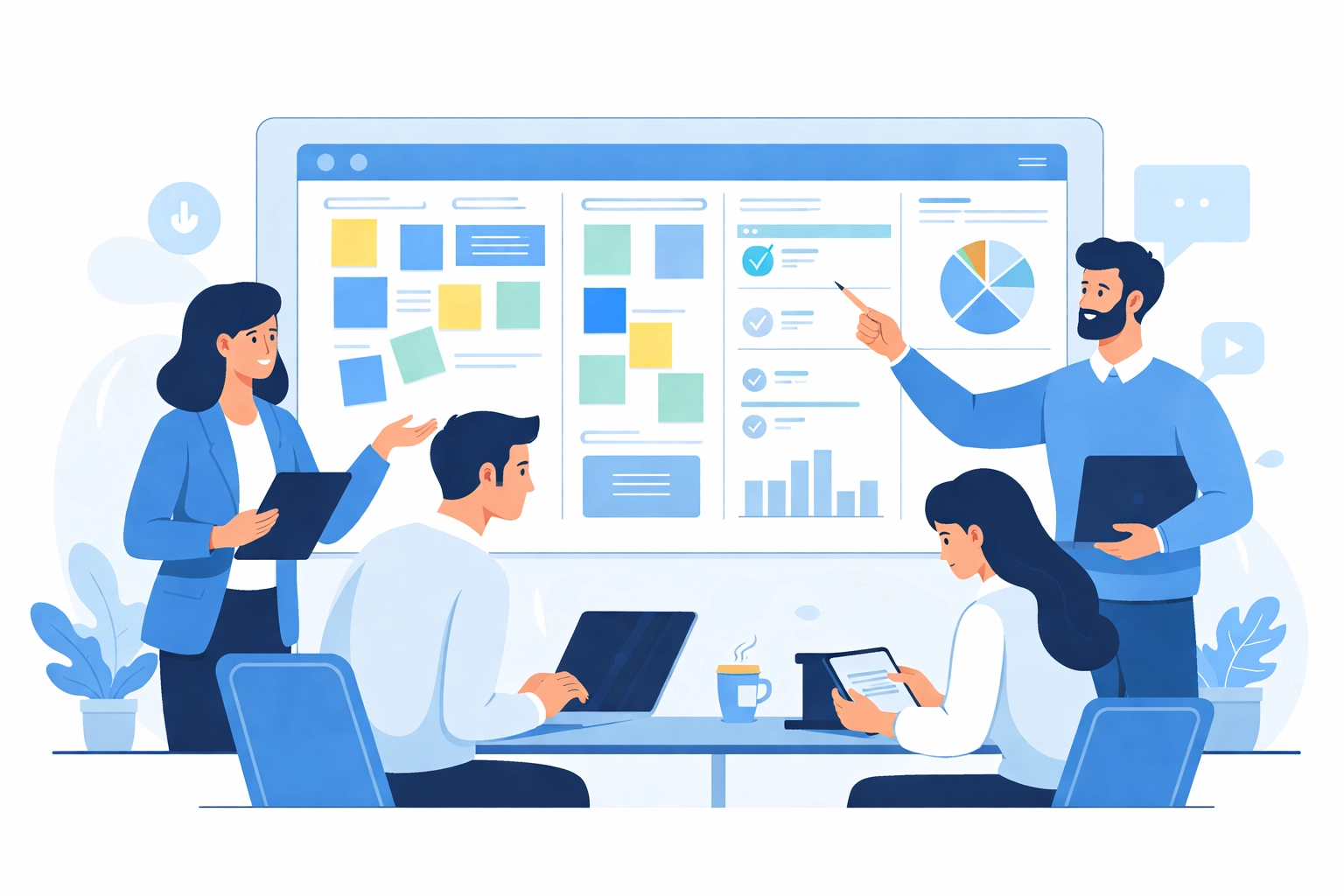 Team collaborating on digital content strategy to improve SEO with fresh blog posts and updates