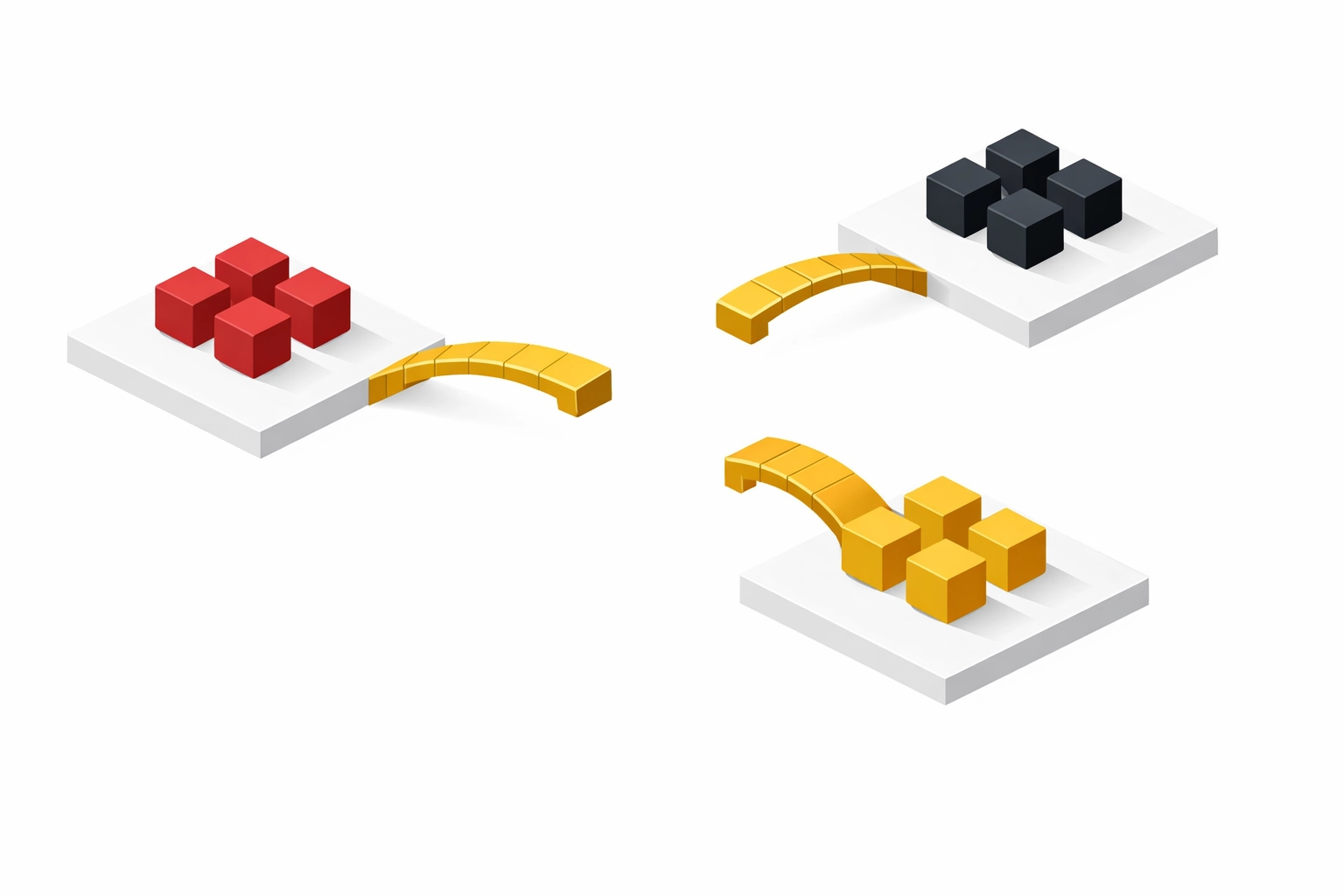Fragmented data systems connecting through integration bridges for AI readiness
