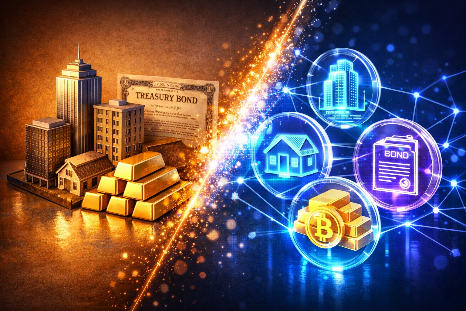 Physical assets like real estate and bonds transforming into tokenized digital blockchain assets