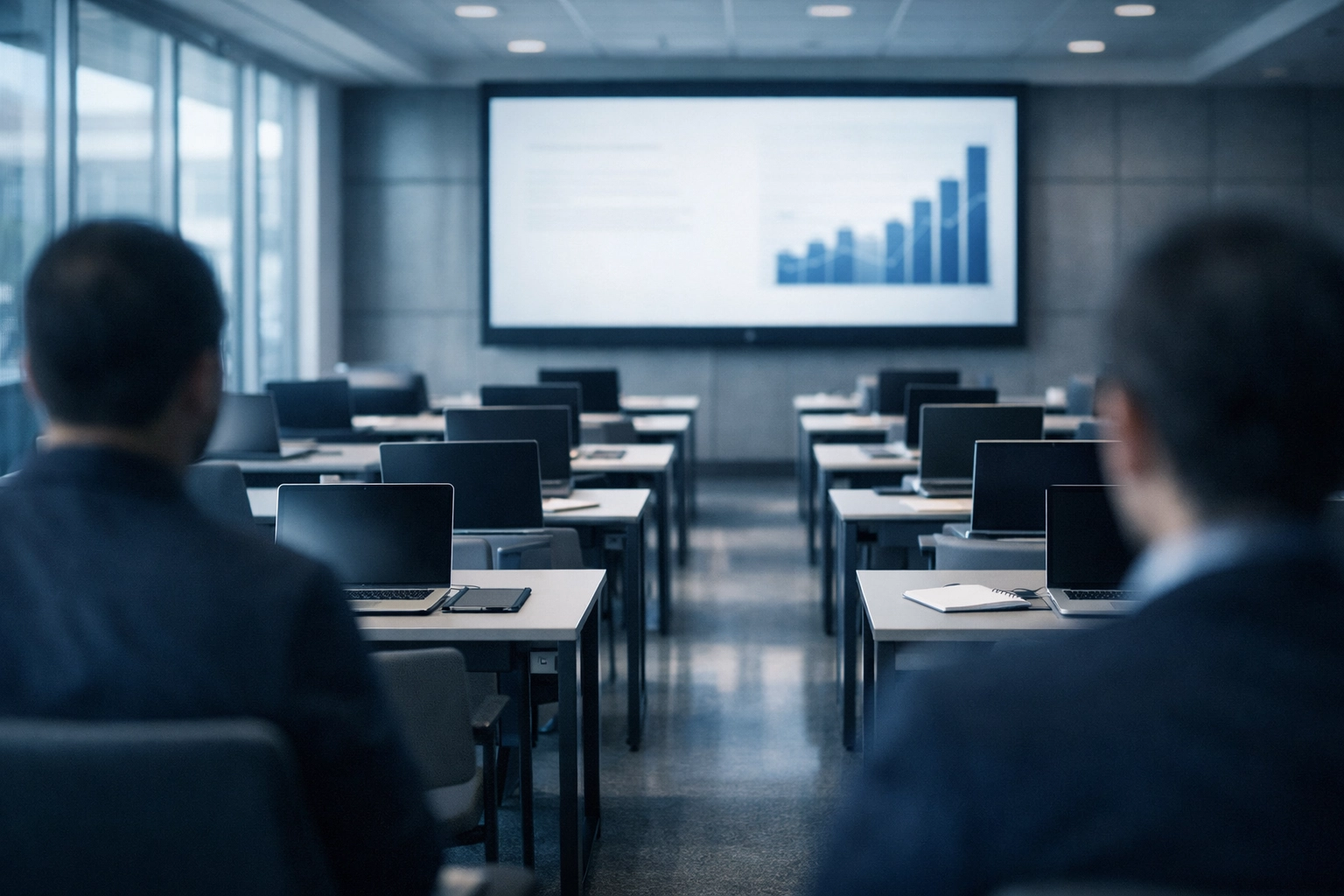 Professional emergency management training classroom with modern learning environment