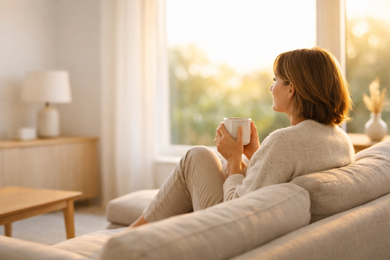 A person relaxing in a tidy home after choosing a recurring cleaning plan with Beacon Home Pros in Greenville.