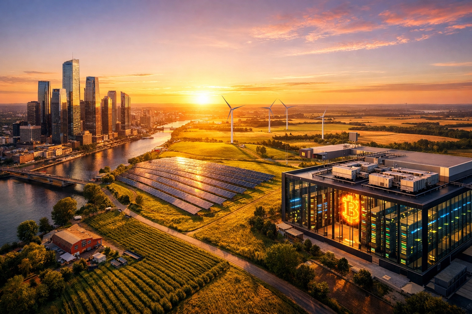 Diversified investment landscape showing real estate, infrastructure, and digital asset opportunities