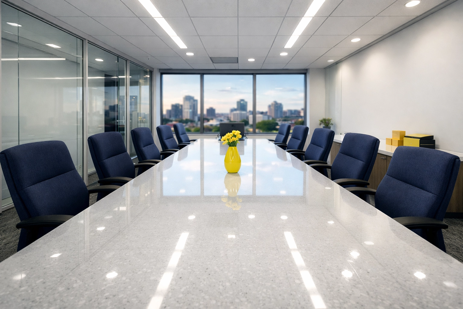 Sparkling corporate suite showing the pristine results of professional office cleaning Worcester.