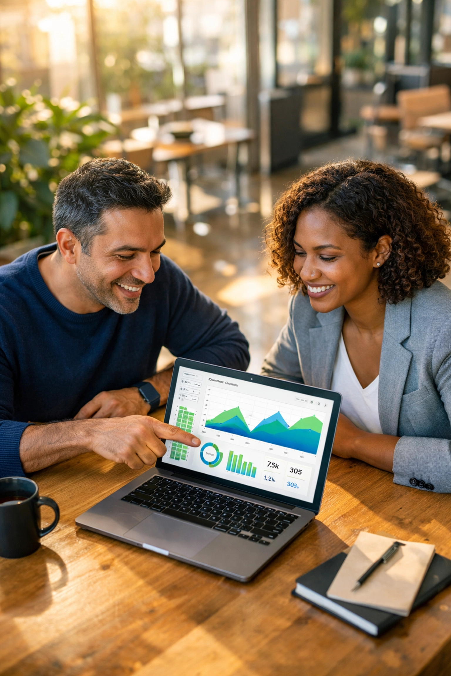 IT professionals collaborating on a unified ITOM and ITAM data dashboard for strategic planning.