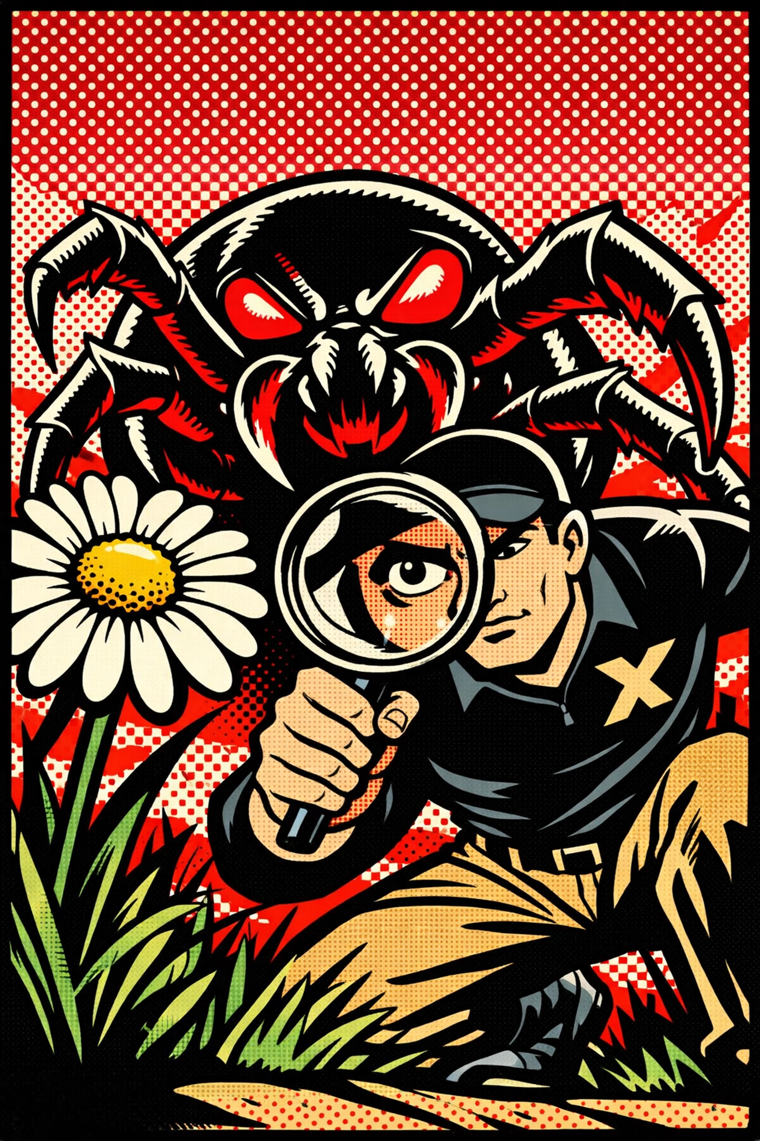 Pest control technician in Jasper, AL inspecting a tick in a backyard to prevent a spring infestation.