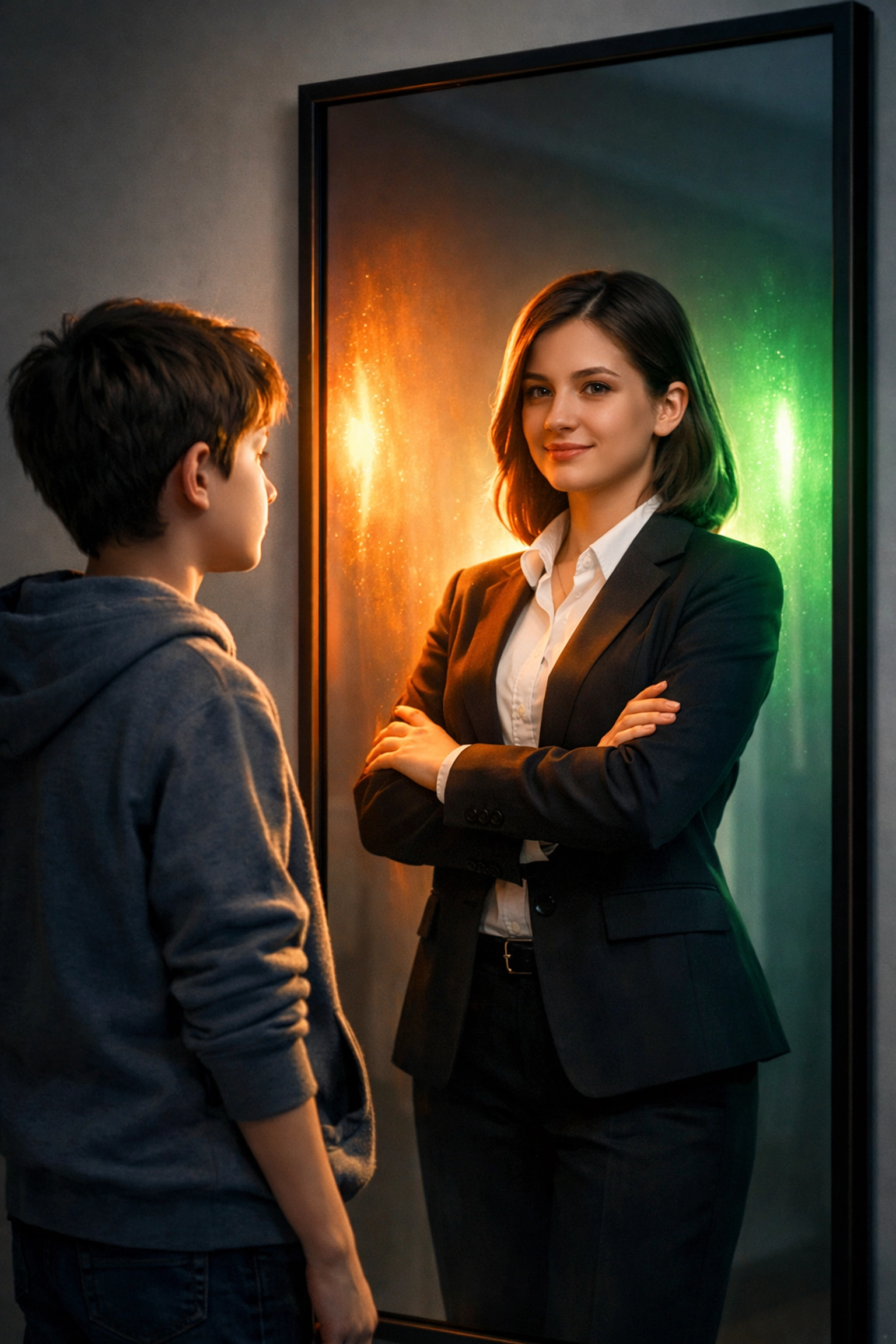 Teen reflecting on character growth and leadership development transformation