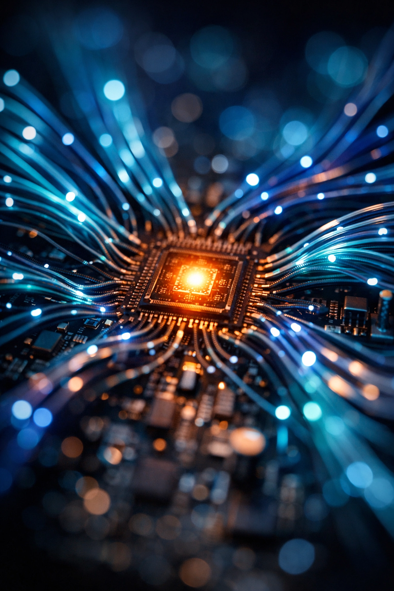 Advanced neural network circuit representing reliable ai automation for small business systems.