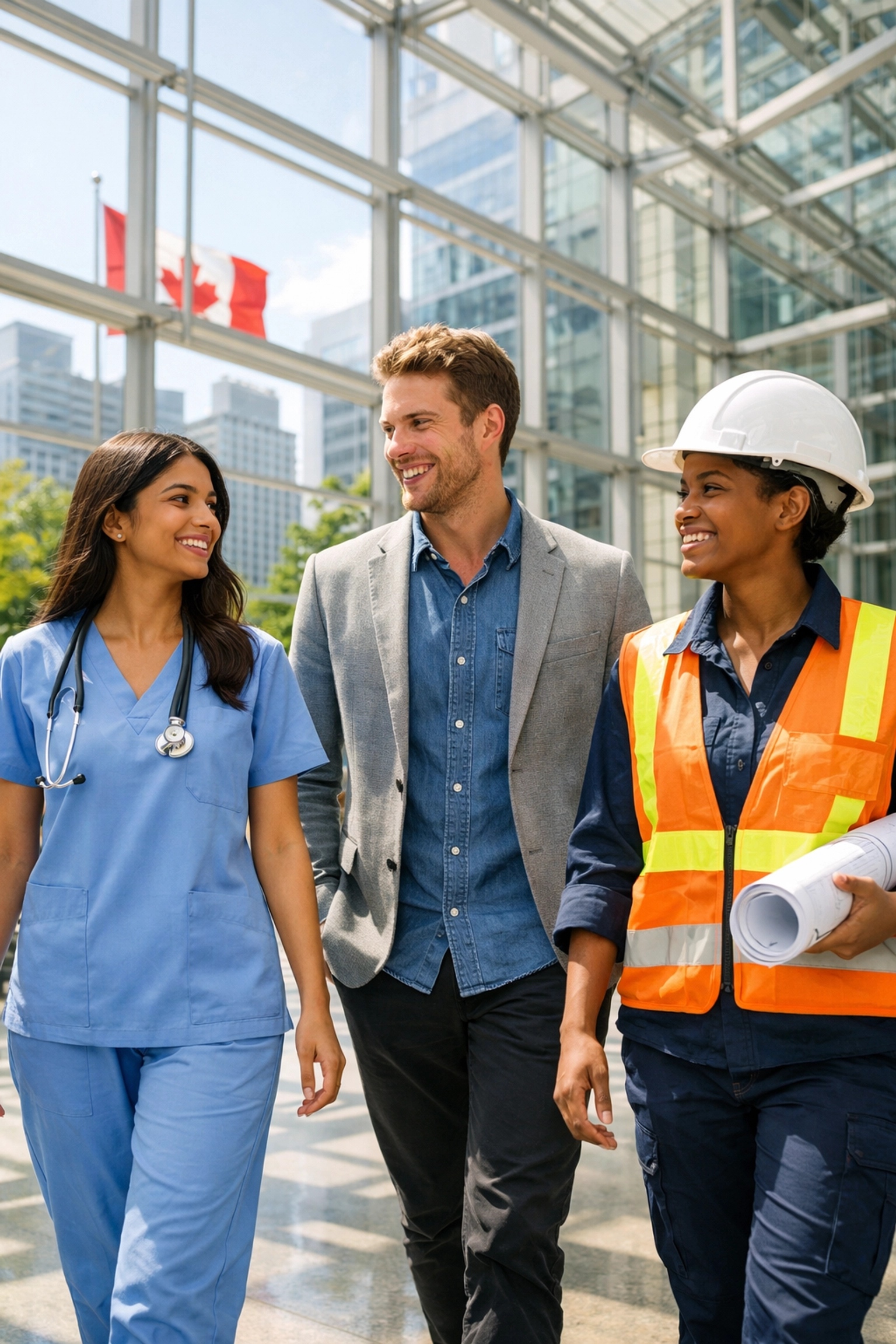 Diverse professionals in healthcare and construction prepare for the 2026 TR to PR pathway launch.