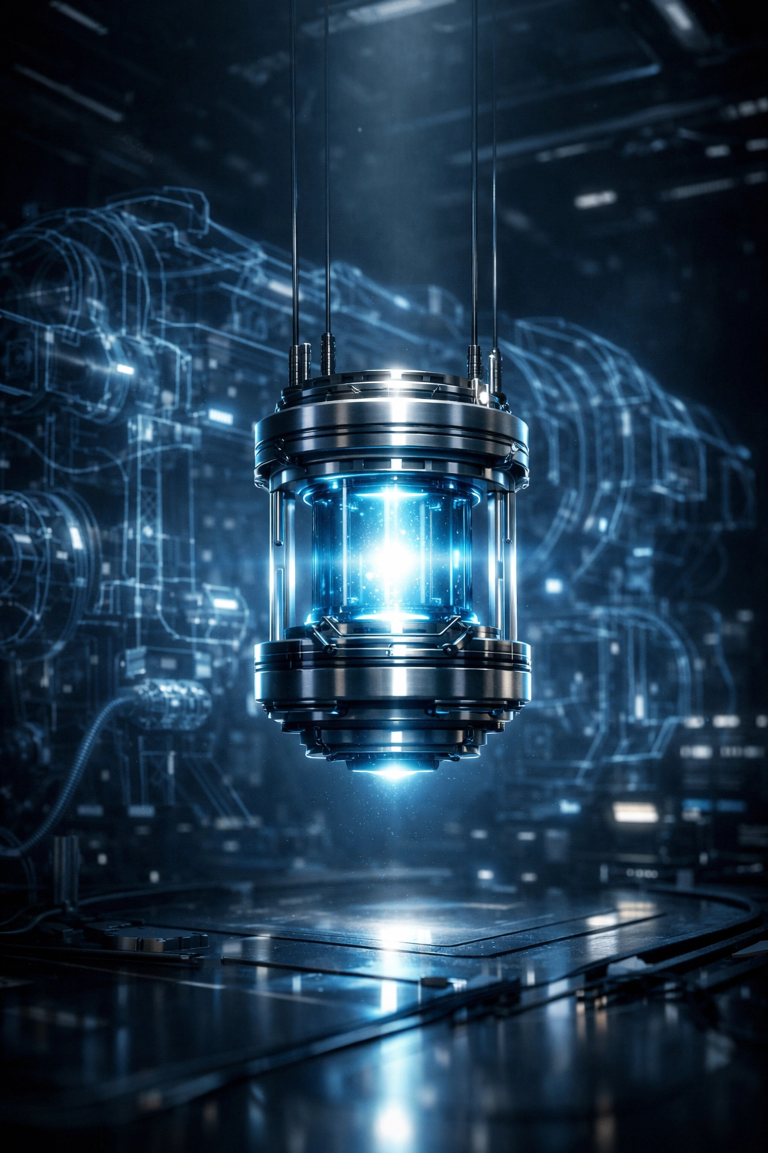 Minimalist glowing engine core representing a lean MVP for business idea validation.