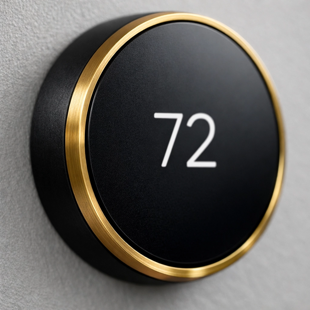 Precision documentation of a smart home thermostat for energy efficiency and 2026 property compliance.