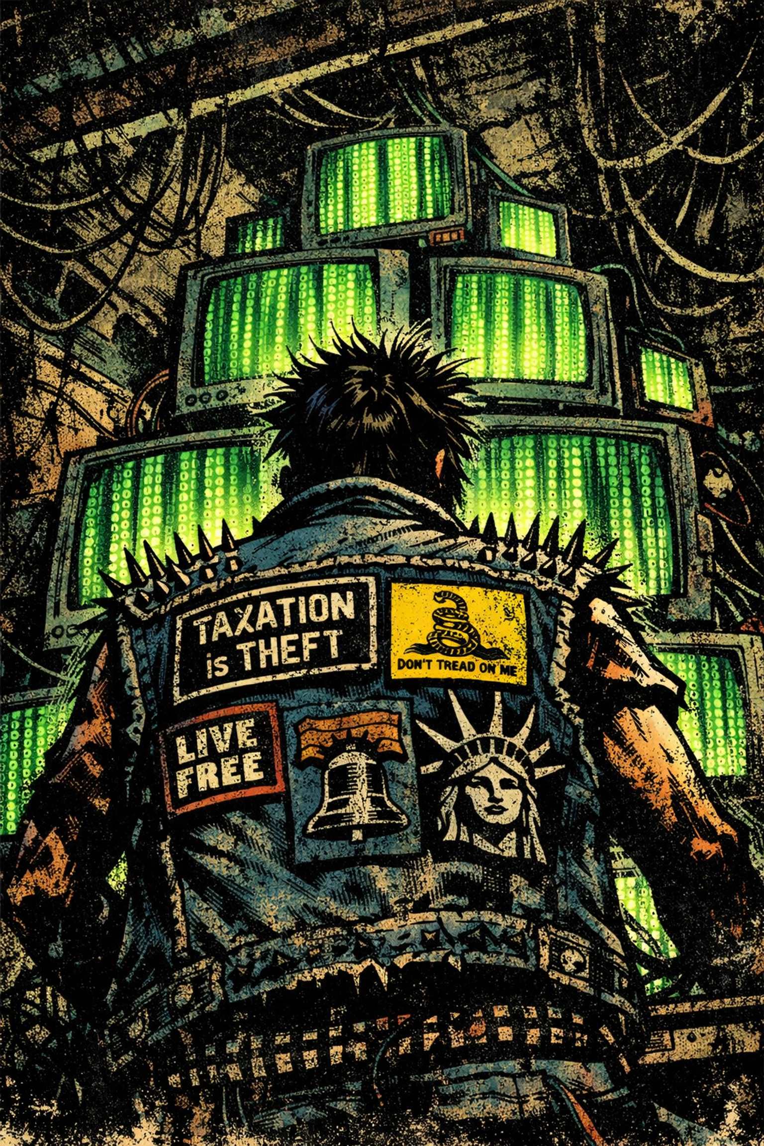 Punk rock rebel using local LLMs and decentralized AI to fight censorship and protect digital freedom.