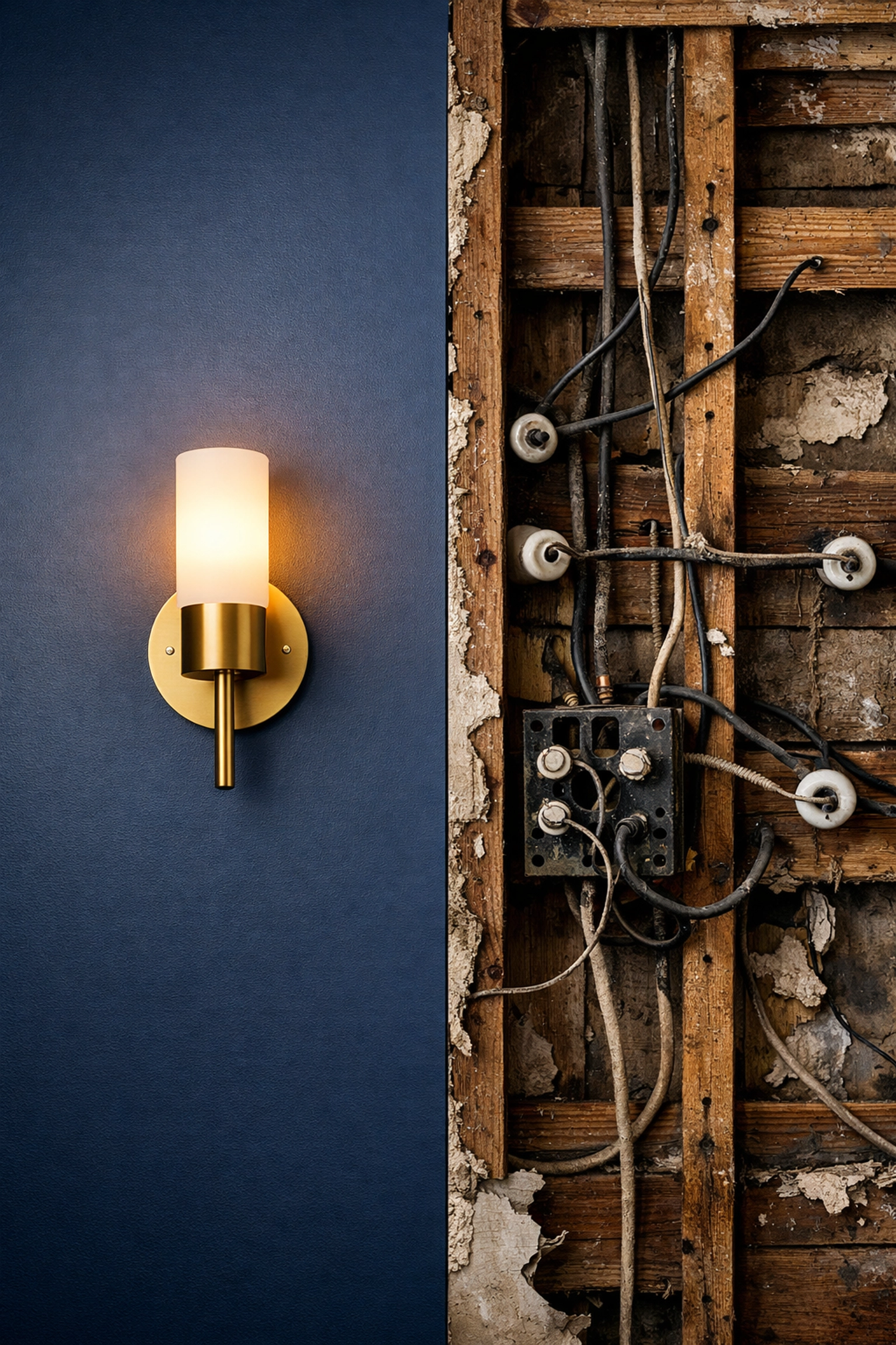 Comparison of aesthetic interior paint and old electrical systems when buying a house in Detroit.