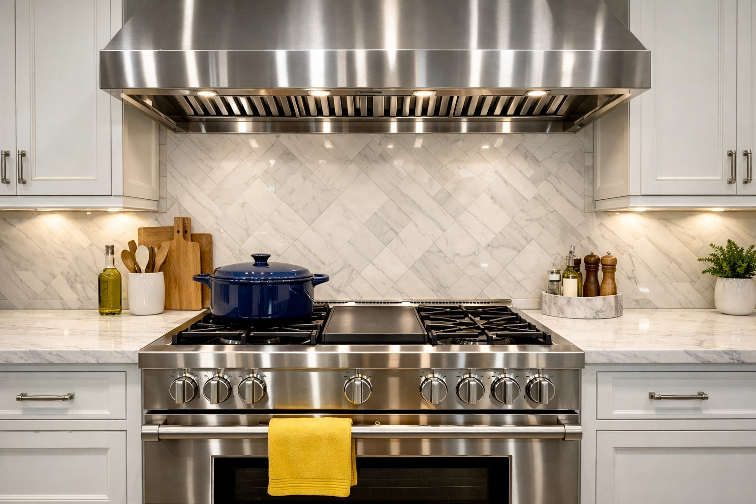 Polished stainless steel kitchen range after a thorough deep cleaning service in Leominster MA.