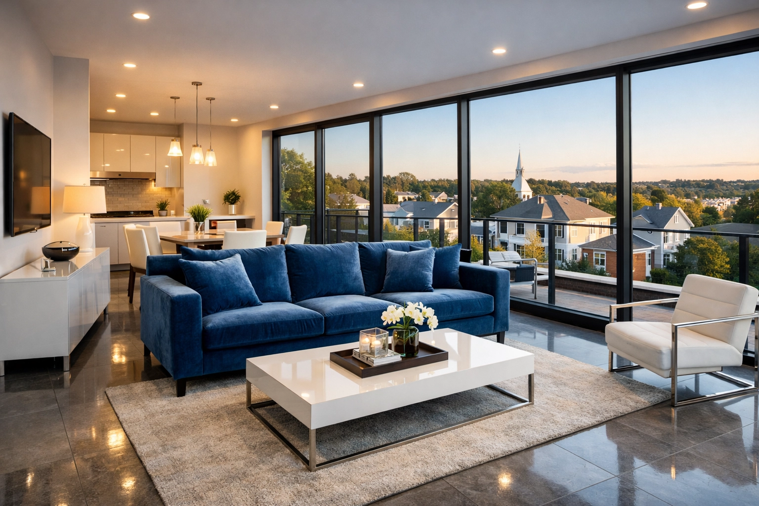 Spotless modern apartment interior highlighting professional residential cleaning in Leominster MA.