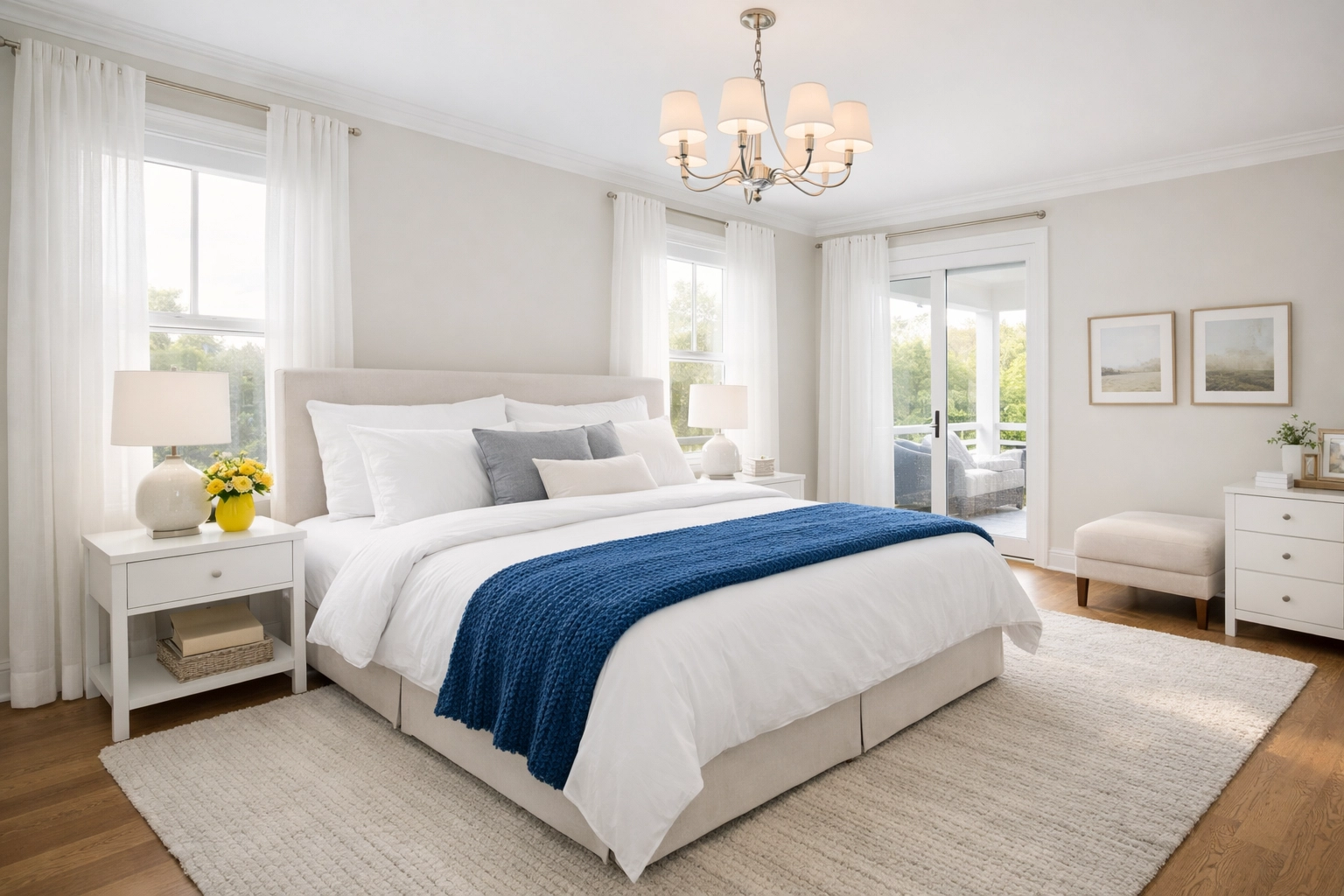 A serene and decluttered master bedroom in a Canton home after a professional residential cleaning.