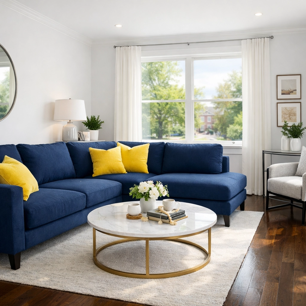 Clean, sun-drenched Worcester living room highlighting professional residential house cleaning.