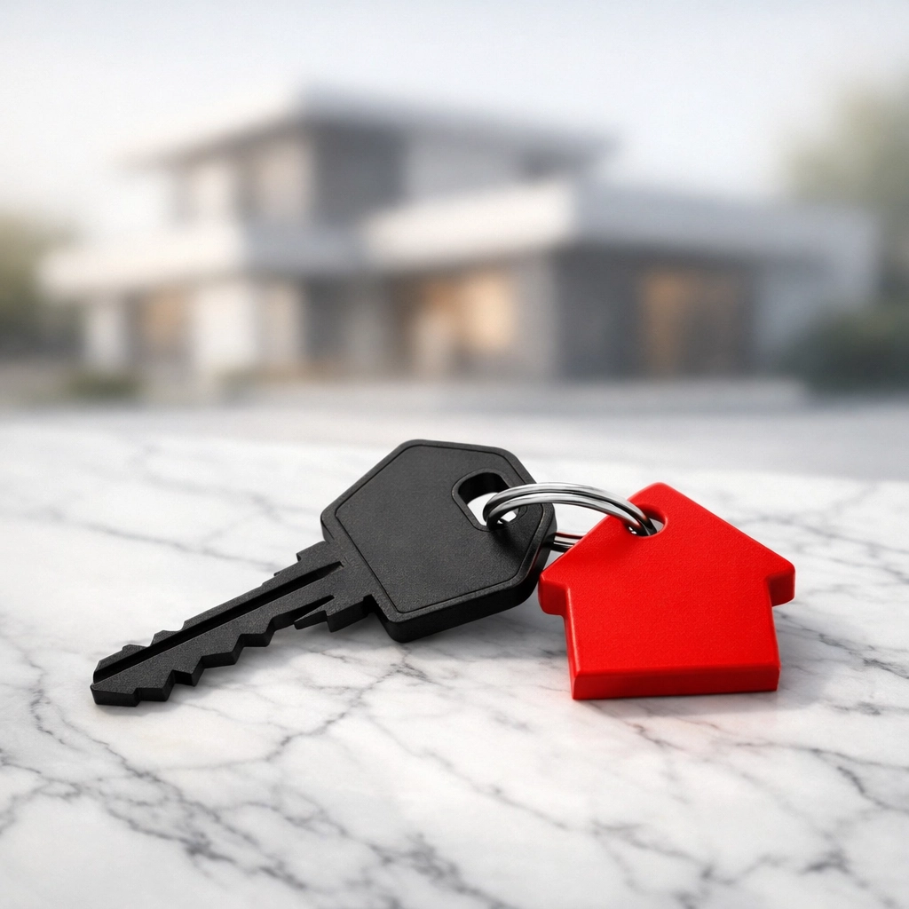 Clé de maison moderne illustrant une transaction immobilière réussie et sécurisée à Québec.