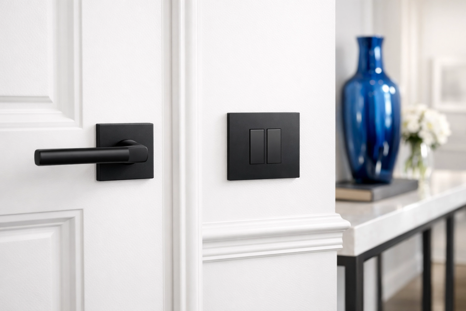 Sanitized doorknob and light switch in an Ashland home hallway ensuring a germ-free environment.