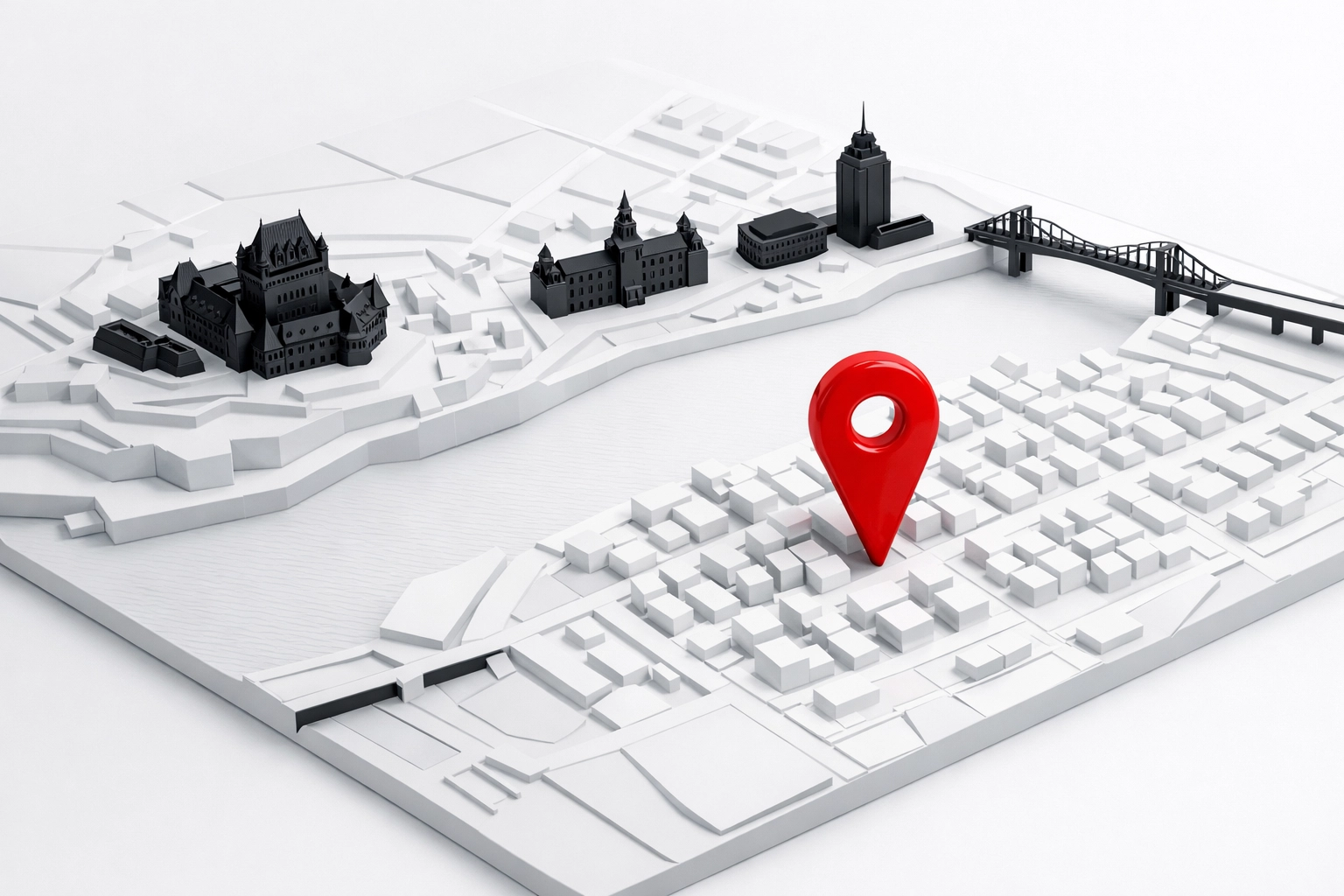 Sélection d'un quartier résidentiel stratégique sur une carte de Québec.