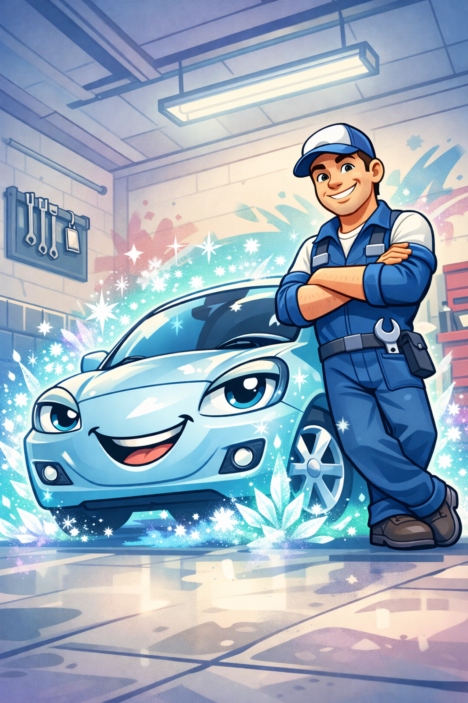 A professional mechanic providing expert car AC repair and maintenance in a San Antonio automotive shop.