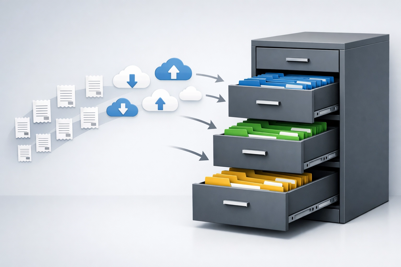 Organized digital filing system representing professional small business tax record-keeping.