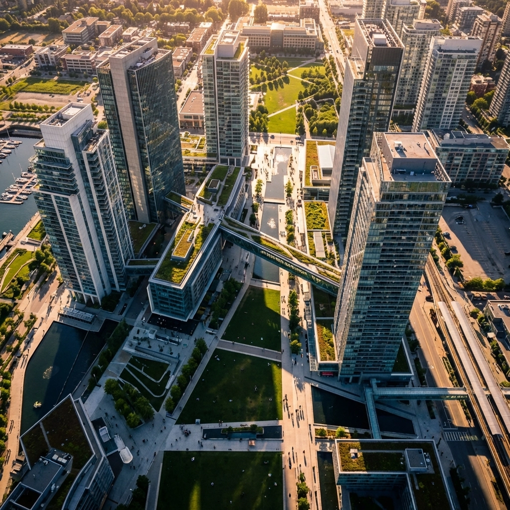 Aerial view of a luxury real estate development, illustrating institutional-grade real estate syndication.