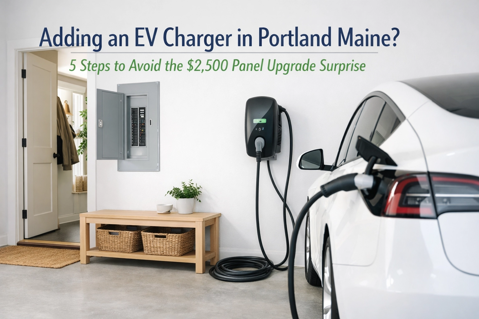 [HERO] Adding an EV Charger in Portland Maine? 5 Steps to Avoid the $2,500 Panel Upgrade Surprise