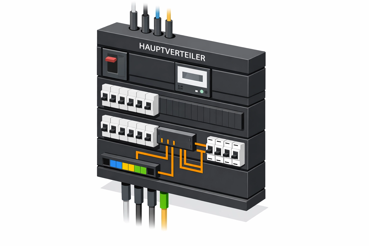 Hauptverteiler mit Lastmanagementsystem für Wallbox-Infrastruktur in Wohnbauten