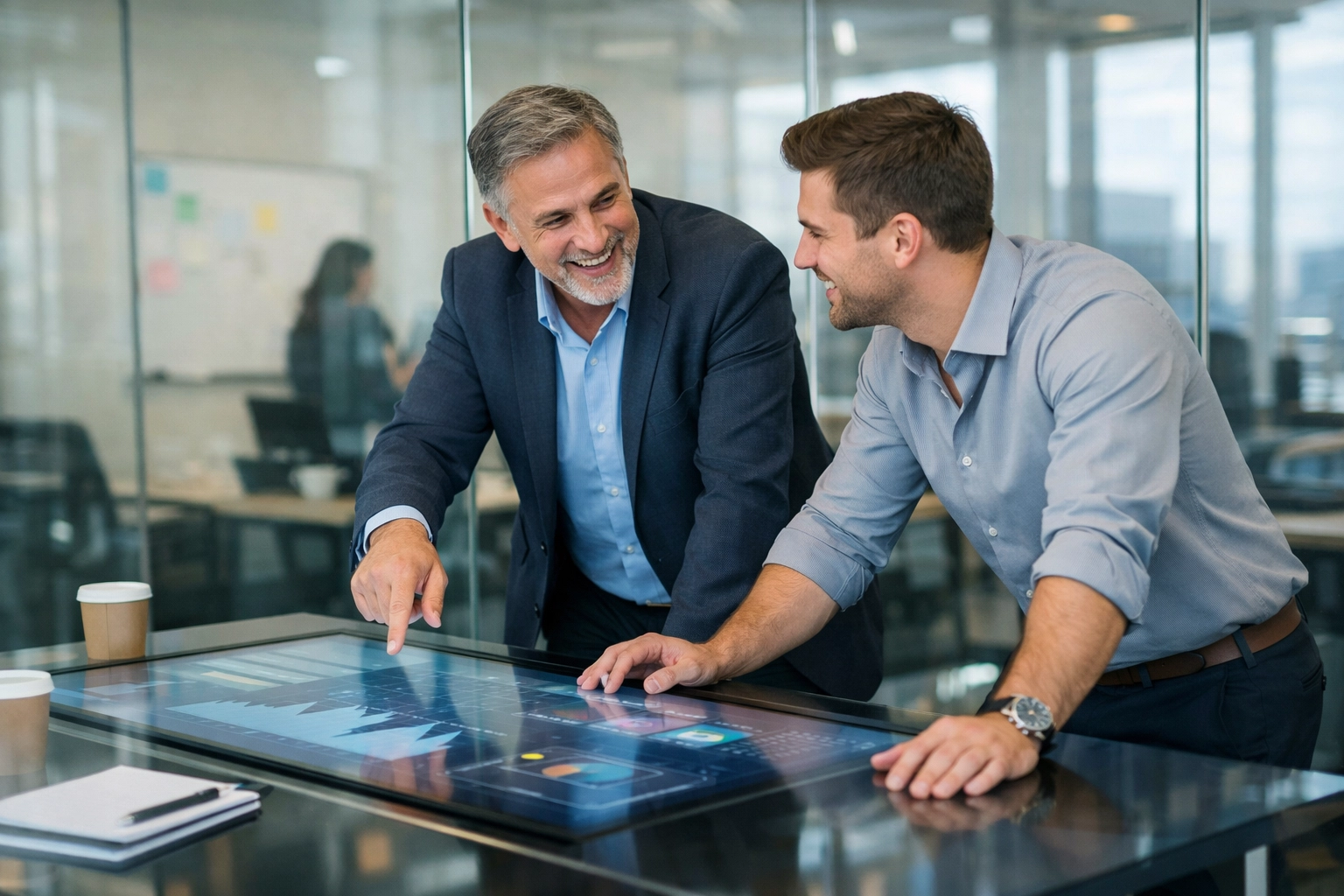 Professional mentor and student discussing career growth and Future Ready programs in a modern office.