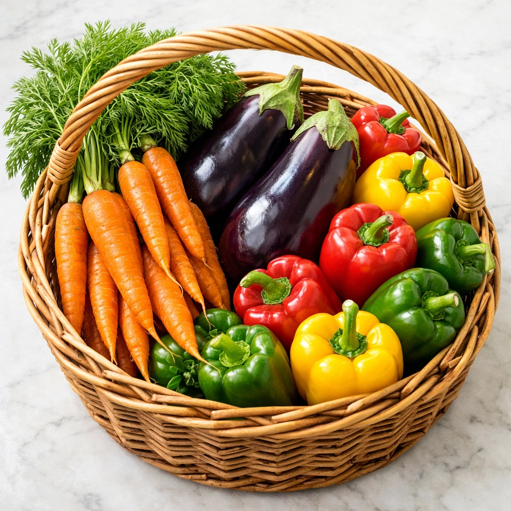 Nutritious produce in a basket highlighting family assistance programs in New Jersey for those in need.