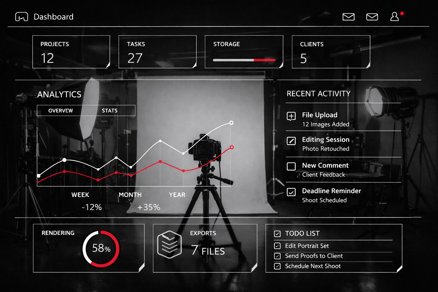 Professional IncluHub studio space with digital creator dashboard and booking system