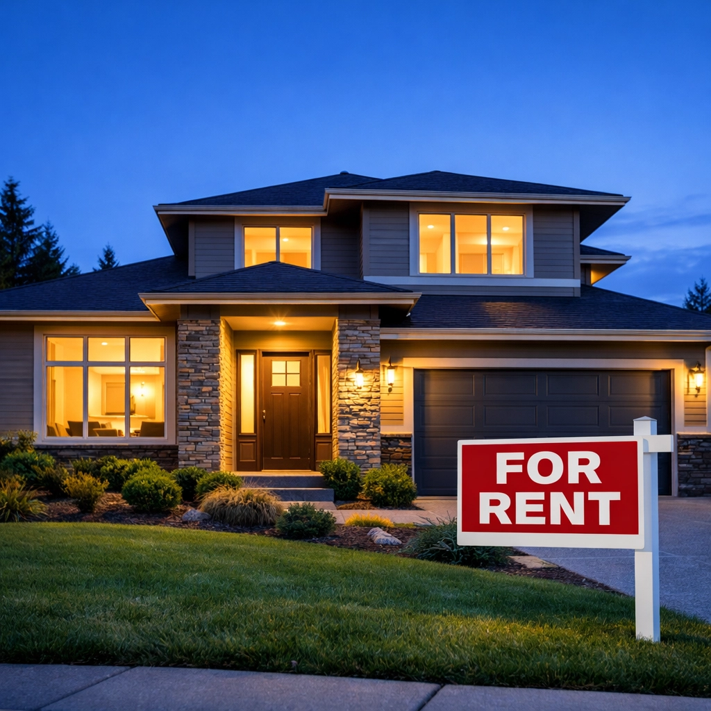 Guaranteed Rent for Small Landlords: When It Beats Traditional Property Management 1 Single-family rental property with for rent sign for small landlords considering guaranteed rent