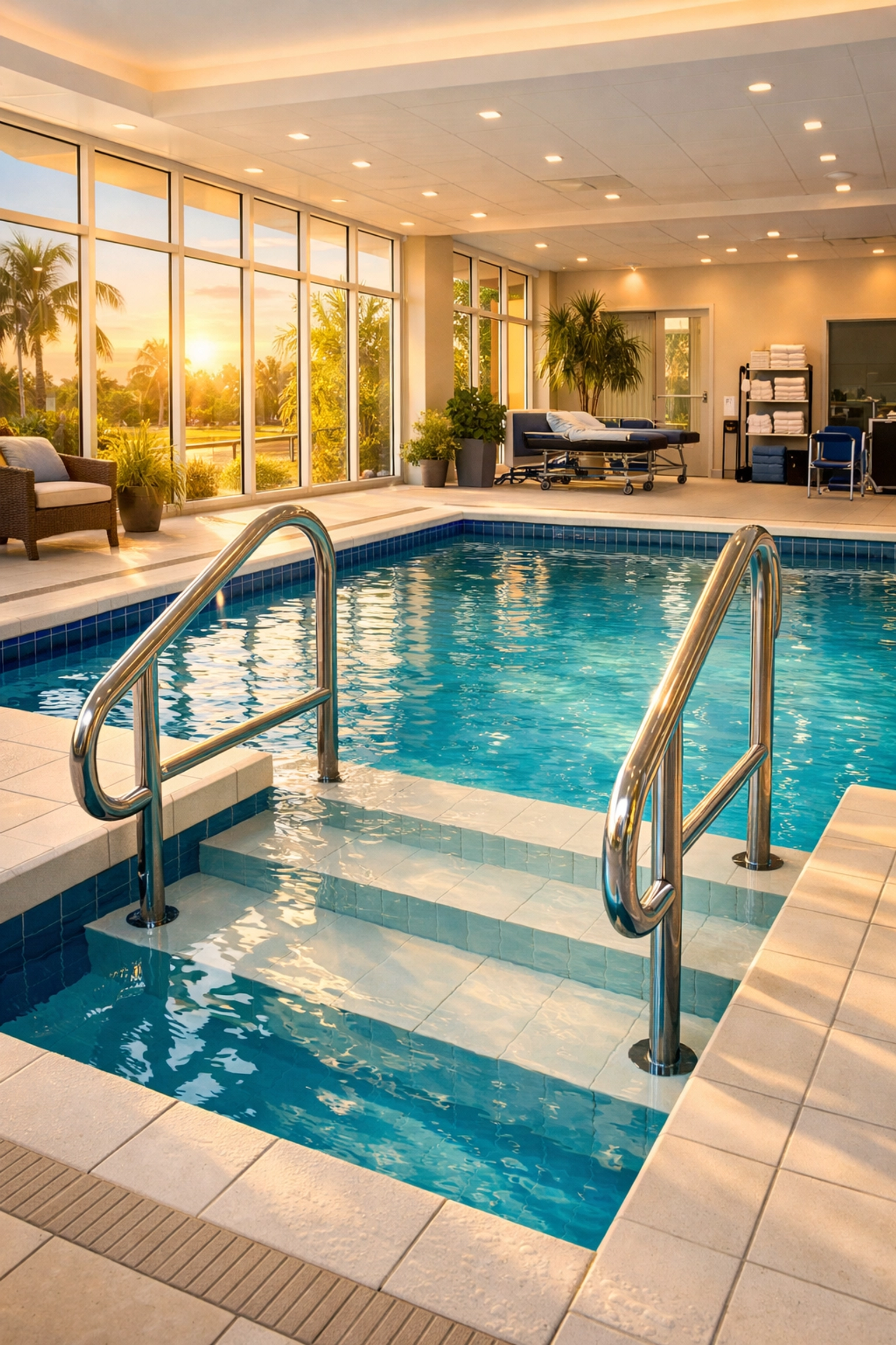 State-of-the-art heated pool at H2O-4-Life Aquatic Balance and Rehab in Venice, Florida.