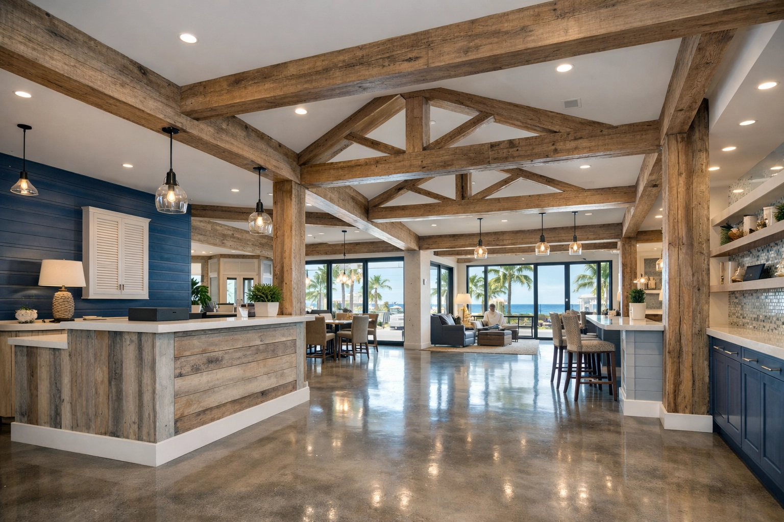 Finished commercial interior showcasing design-build quality and coastal North Carolina craftsmanship