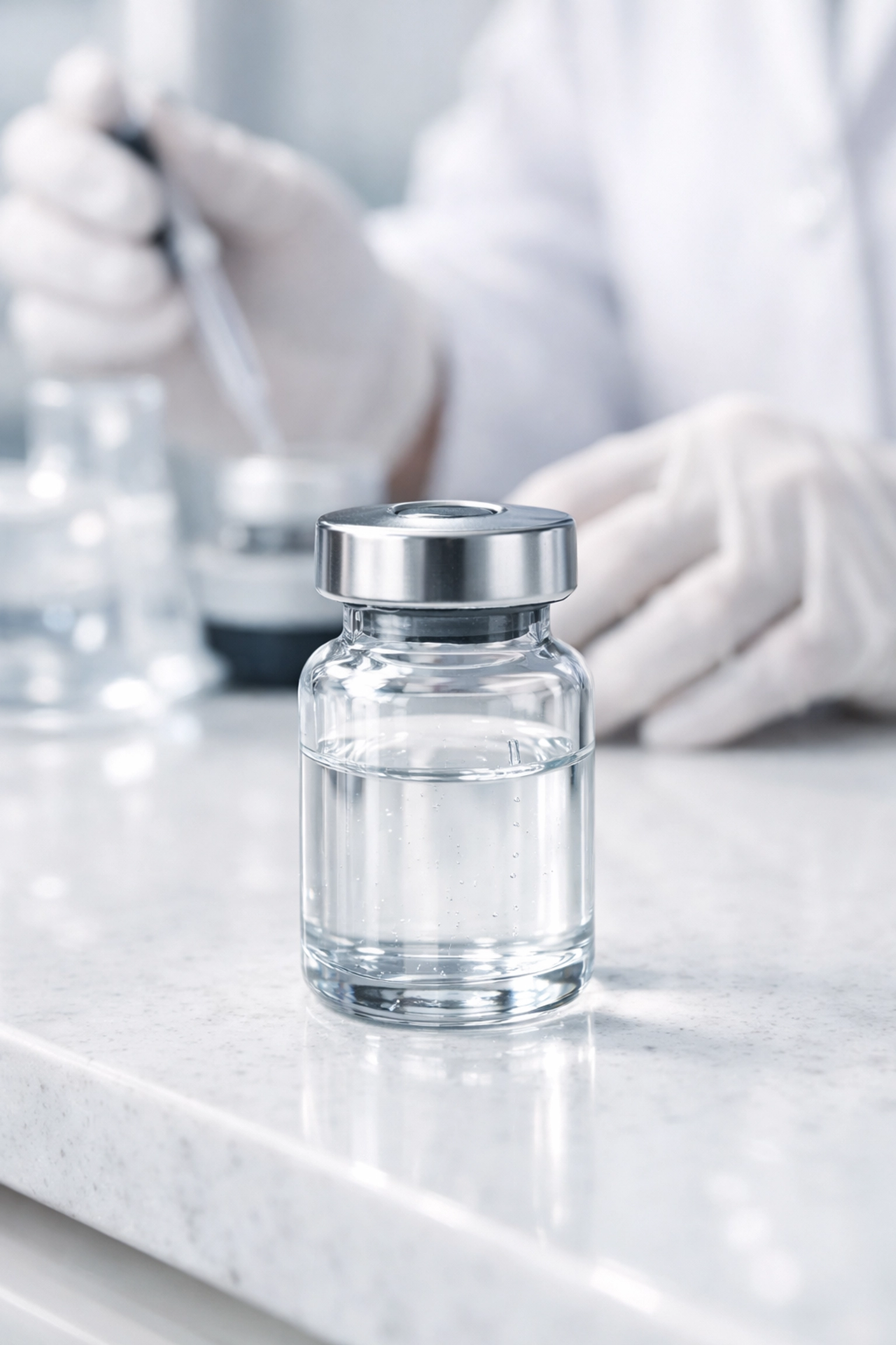 Compounded GLP-1 medication vial prepared by a licensed pharmacy for medical weight loss.