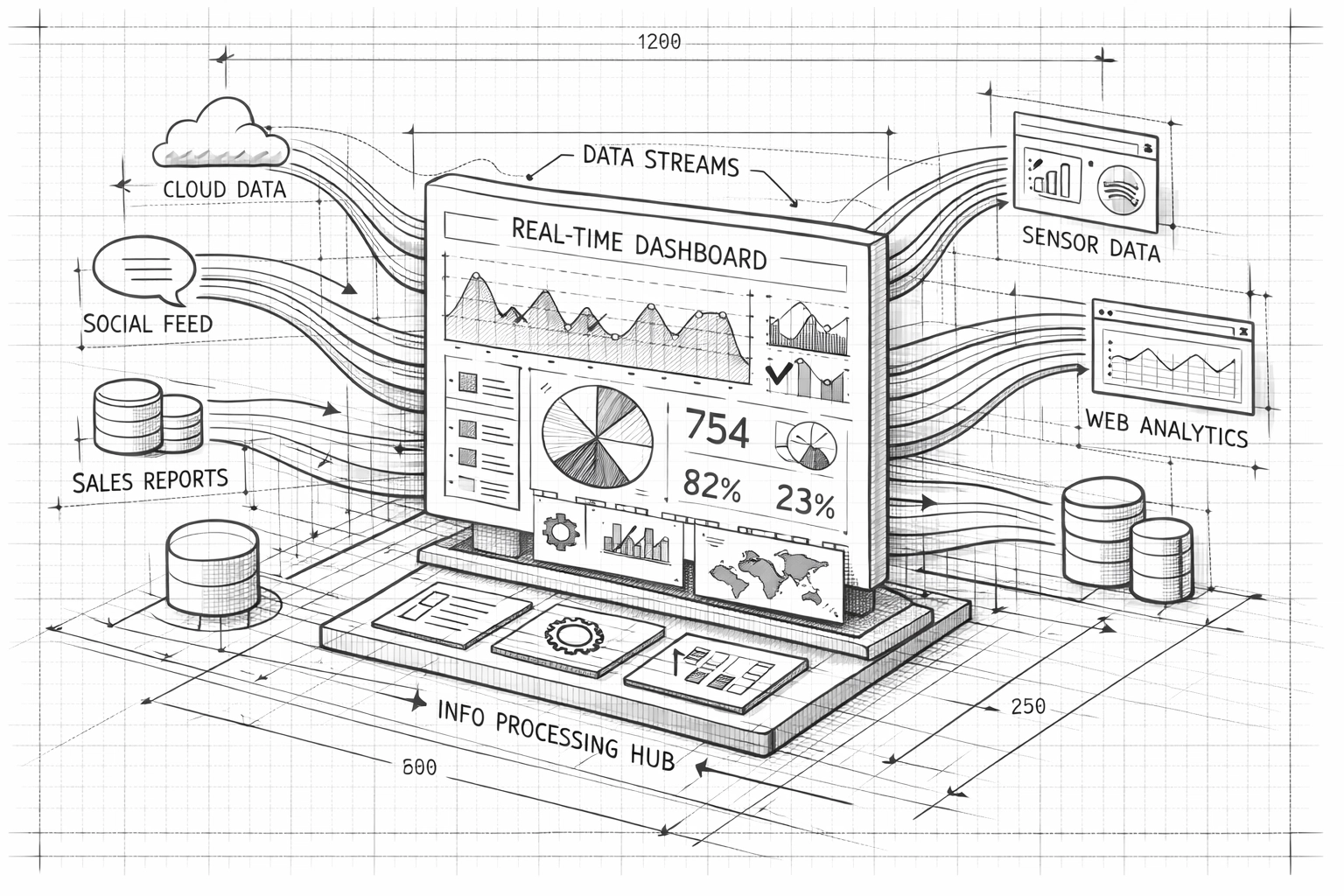 Real-time pipeline automation dashboard with connected data streams and insights