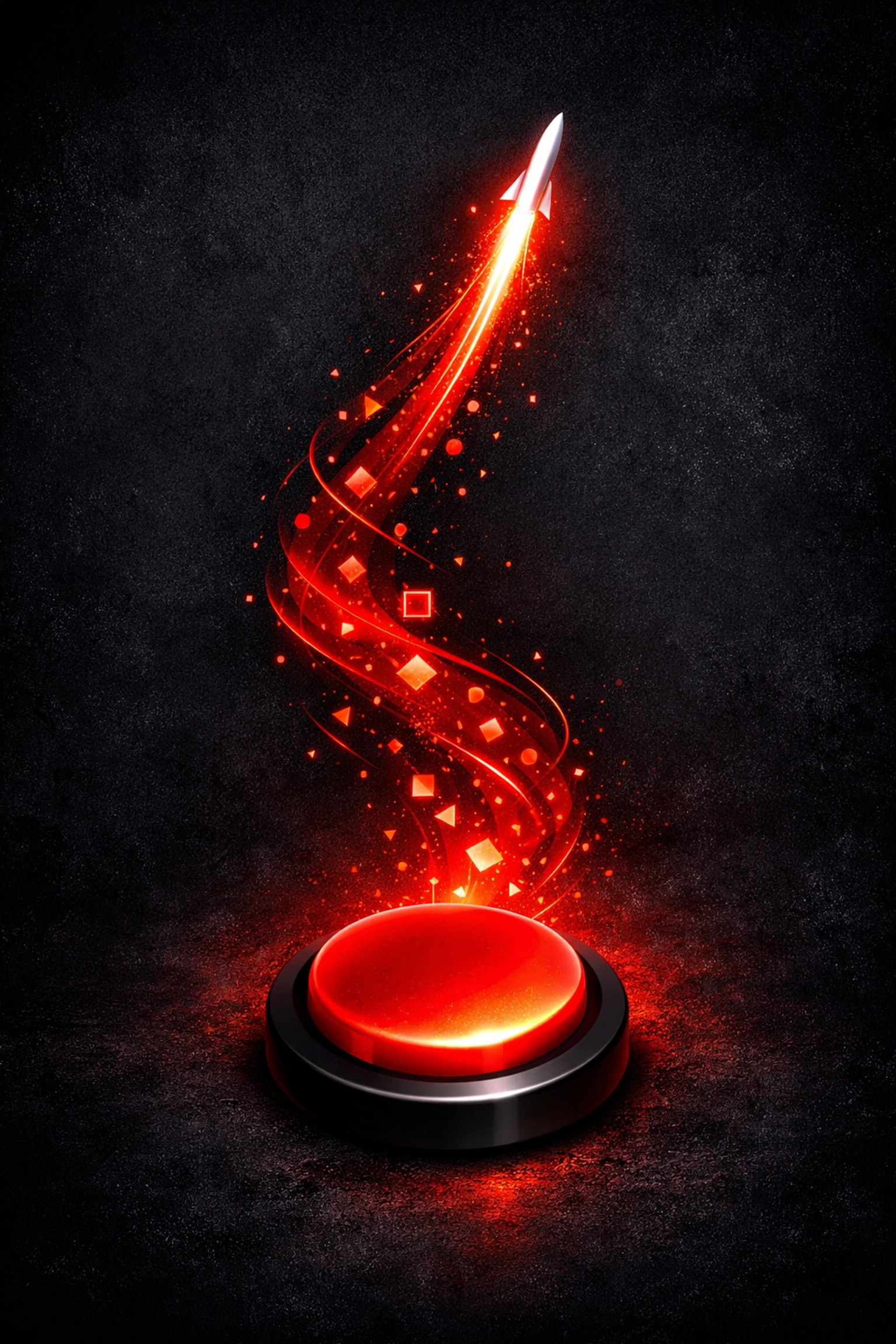 A glowing red button on a launchpad representing a powerful, high-converting call to action for website leads.