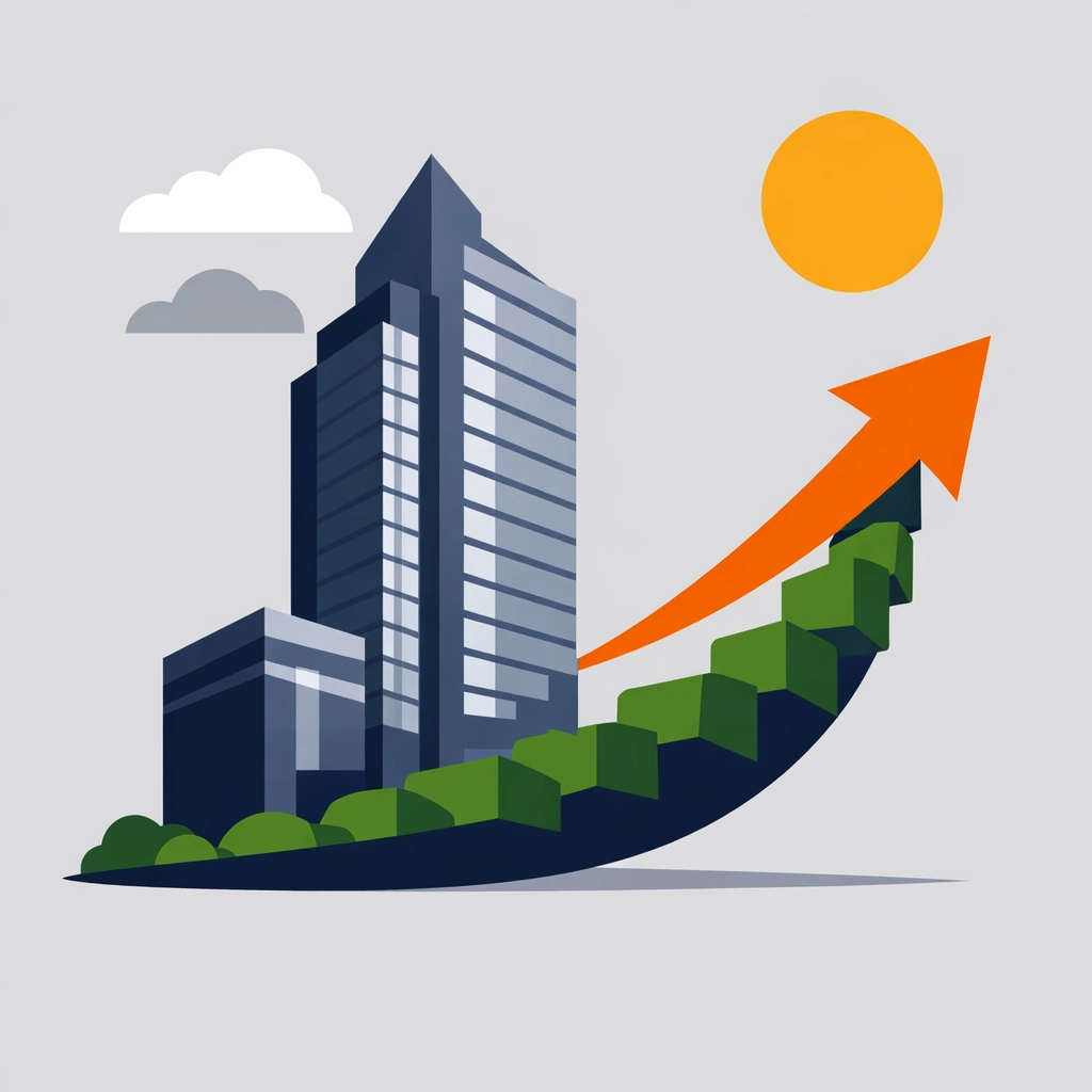 Graphic showing how premium commercial landscaping increases property value and financial ROI.